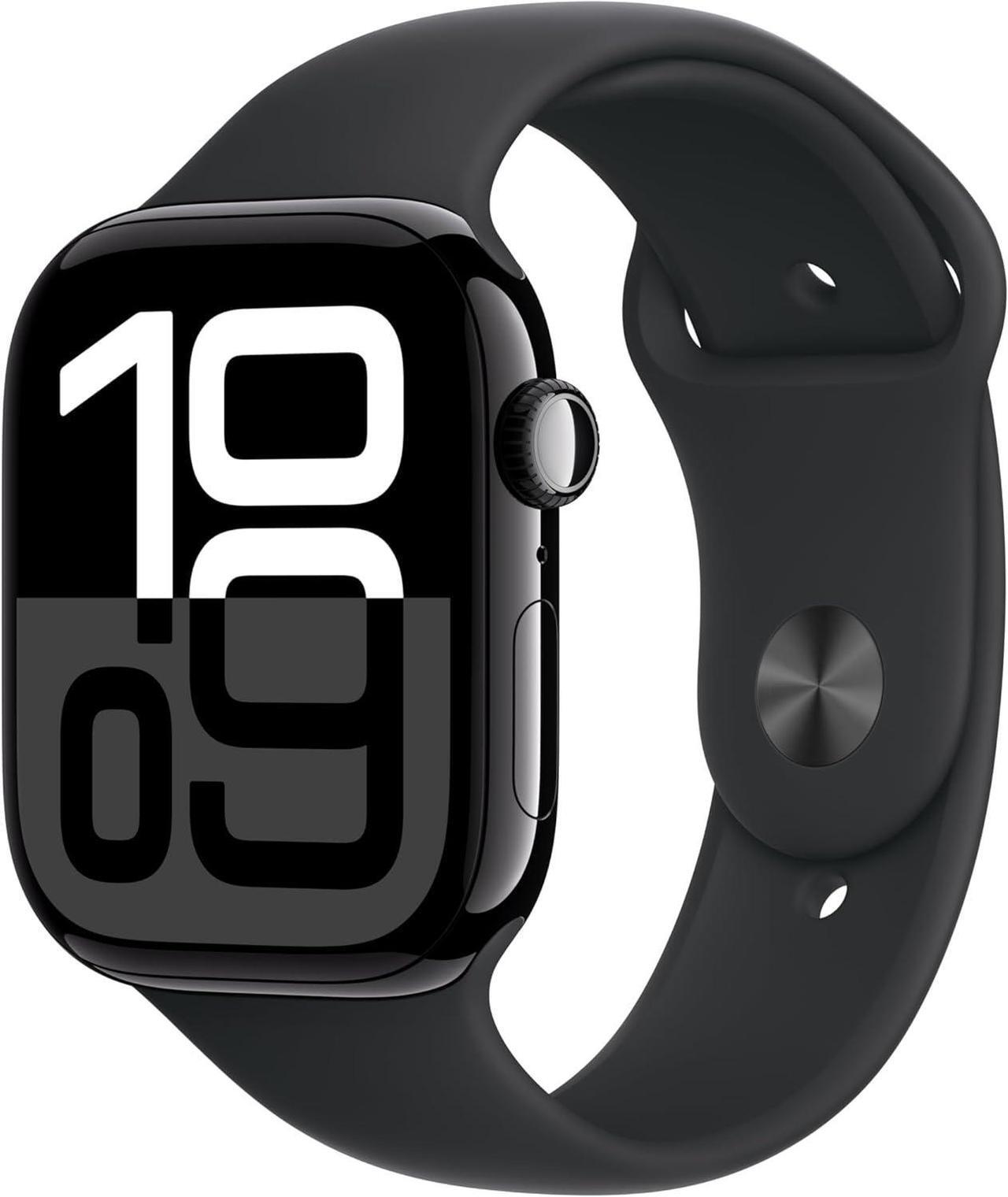 Main image of Apple Watch Series 10 46mm GPS + Cellular Jet Black Aluminum Case - Black Sport Band - S/M