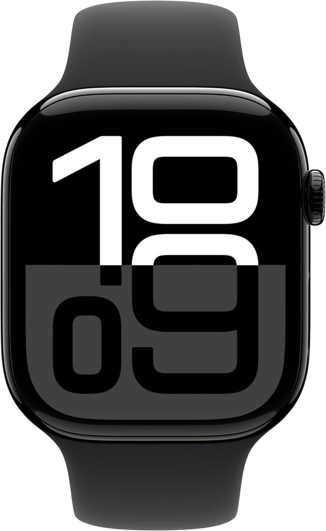 Alt view image 6 of 6 - Apple Watch Series 10 46mm GPS + Cellular Jet Black Aluminum Case - Black Sport Band - S/M