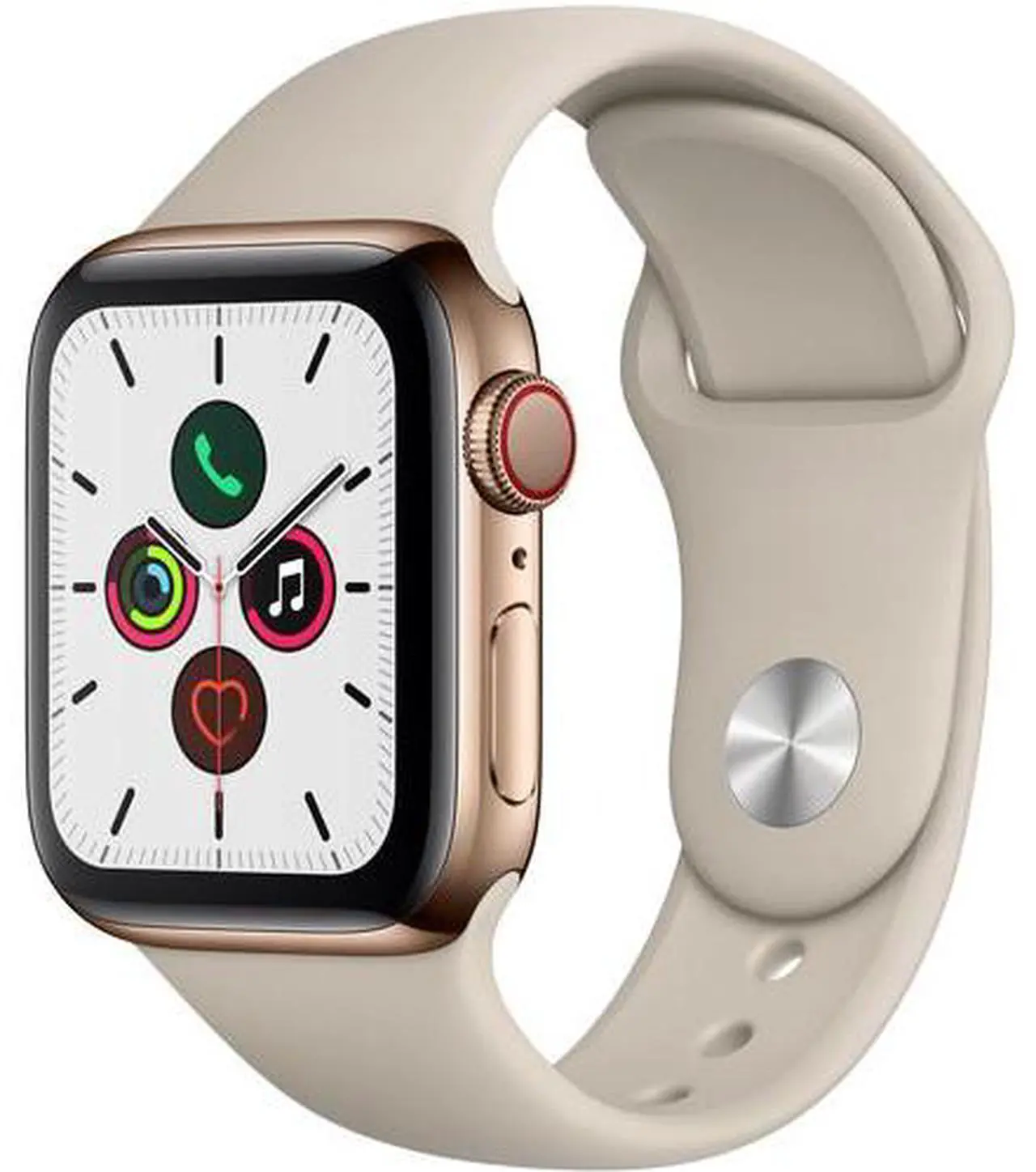 Alt view image 4 of 4 - Apple Watch Series 5 GPS+LTE w/ 40MM Gold Stainless Steel Case Stone Sport Band