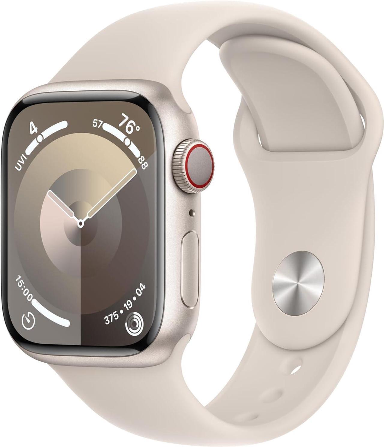 Main image of Apple Watch Series 9 41mm GPS + Cellular Starlight Aluminum Case with Starlight Sport Band M/L