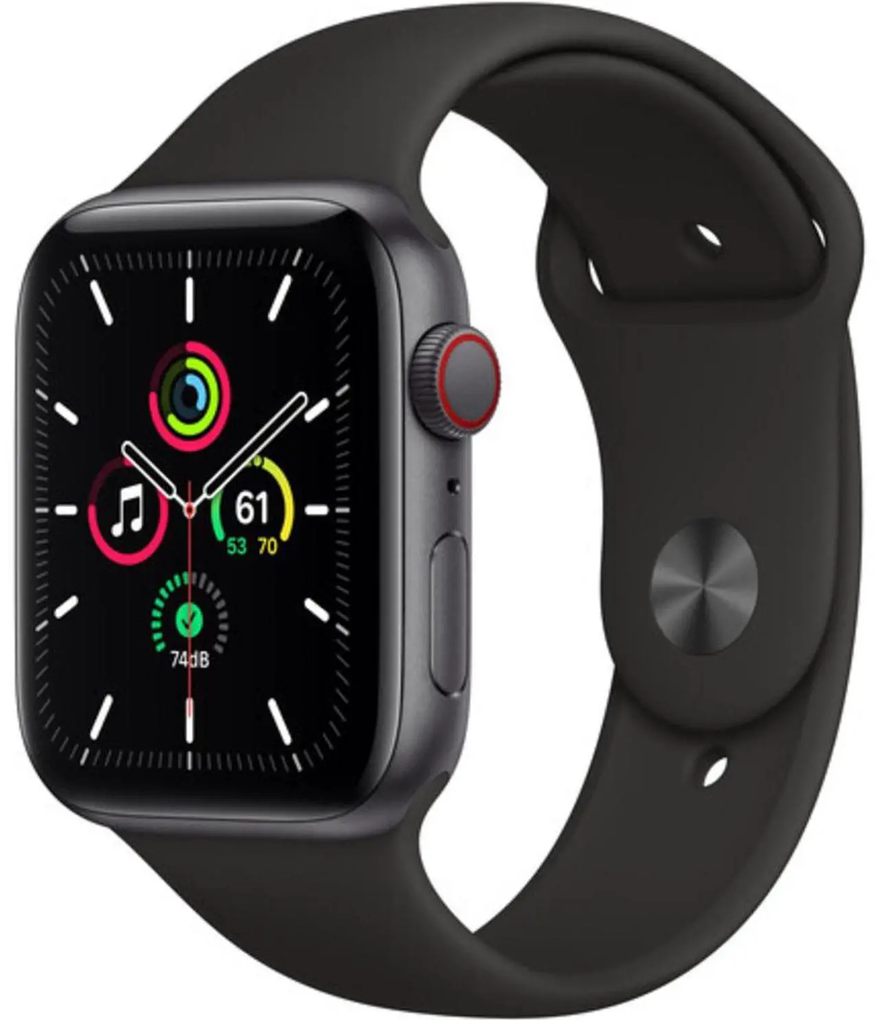 Main image of Apple Watch SE 44mm GPS + Cellular, Space Gray Aluminum Case - Black Sport Band