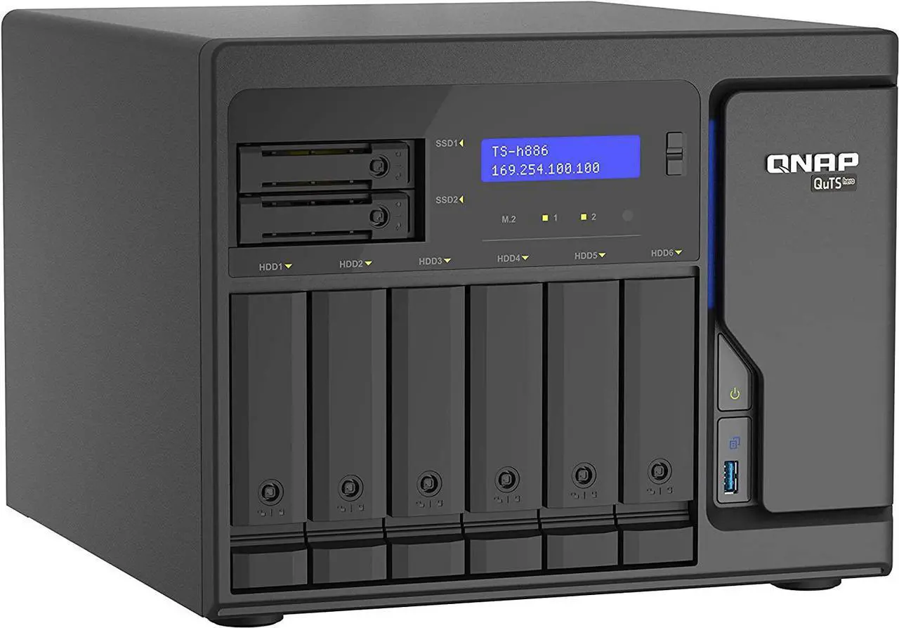 Alt view image 12 of 16 - QNAP 8-Bay QuTS hero NAS, Xeon D-1622 2.6GHz, 16GB ECC RAM