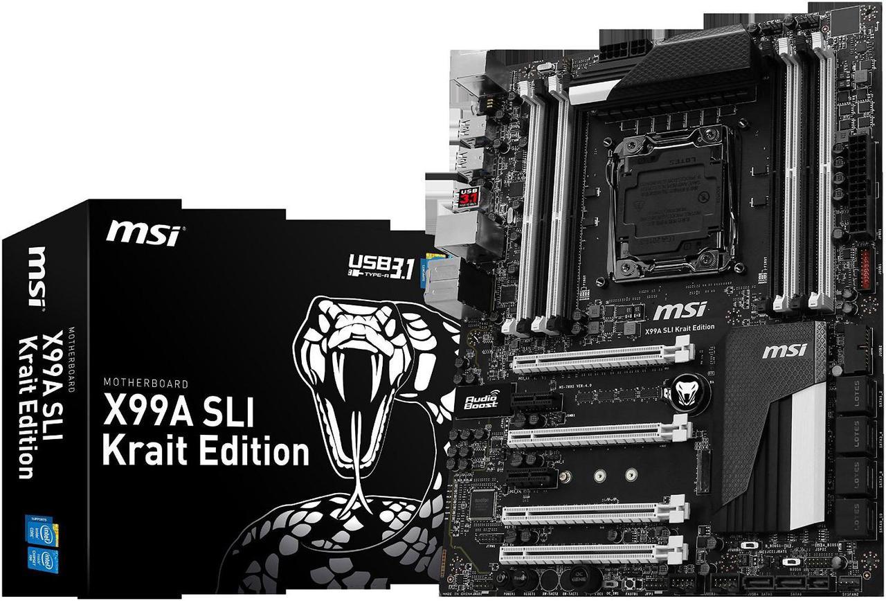 MSI X99A SLI KRAIT EDITION LGA 2011-v3 Intel X99 SATA 6Gb/s USB 3.1 USB 3.0 ATX Intel Motherboard (Refurb)