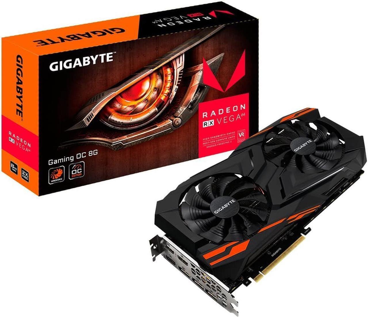 Alt view image 6 of 6 - GIGABYTE Radeon RX Vega 64 DirectX 12 GV-RXVEGA64GAMING OC-8GD 8GB 2048-Bit HBM2 PCI Express 3.0 x16 CrossFireX Support ATX Video Card