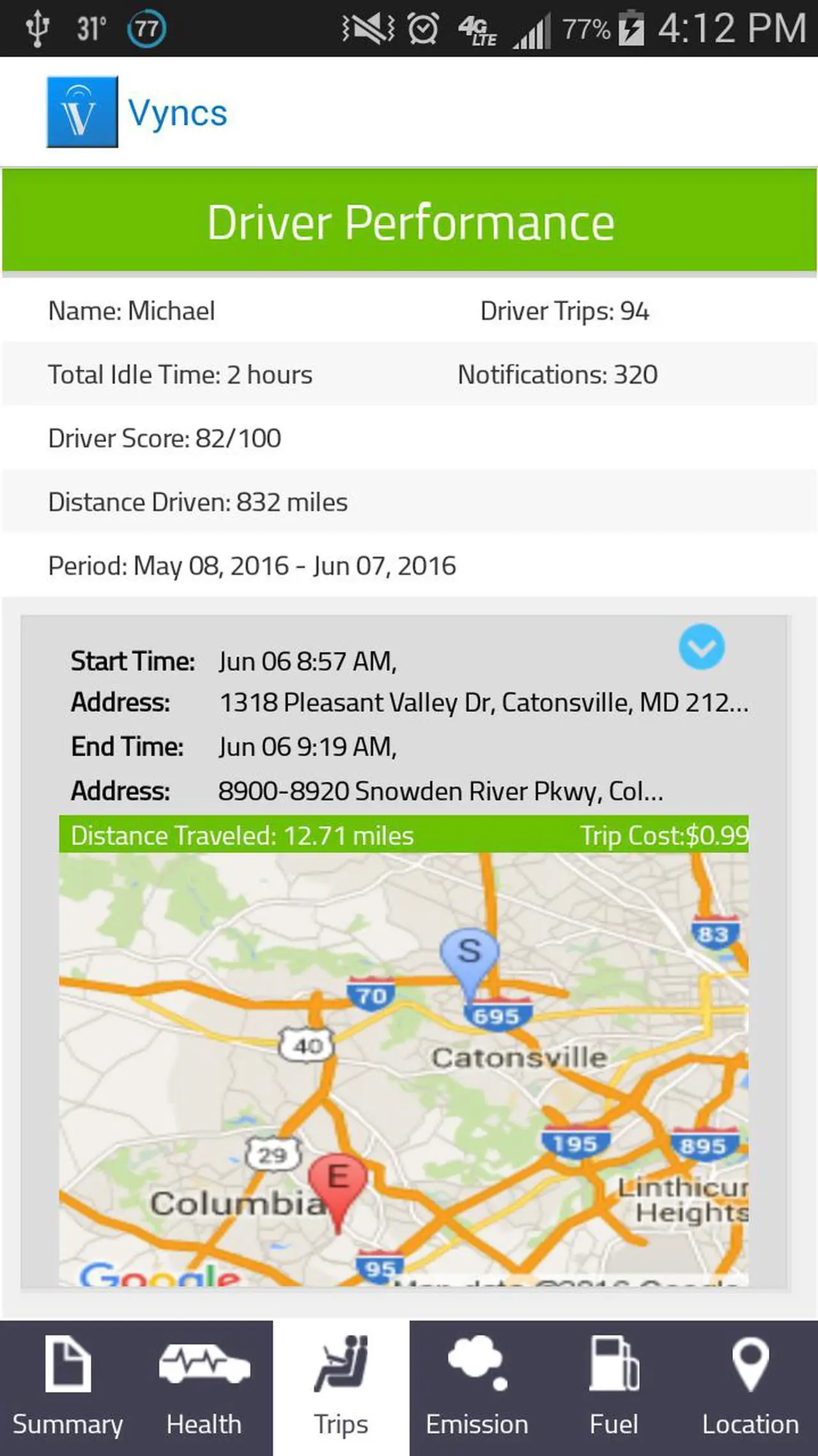 Alt view image 6 of 6 - Vyncs: No Monthly Fee Connected Car OBD Link, 3G Vehicle GPS Tracking, Trips, Engine Diagnostics, Driver Coaching for Teens, Optional Roadside Assistance