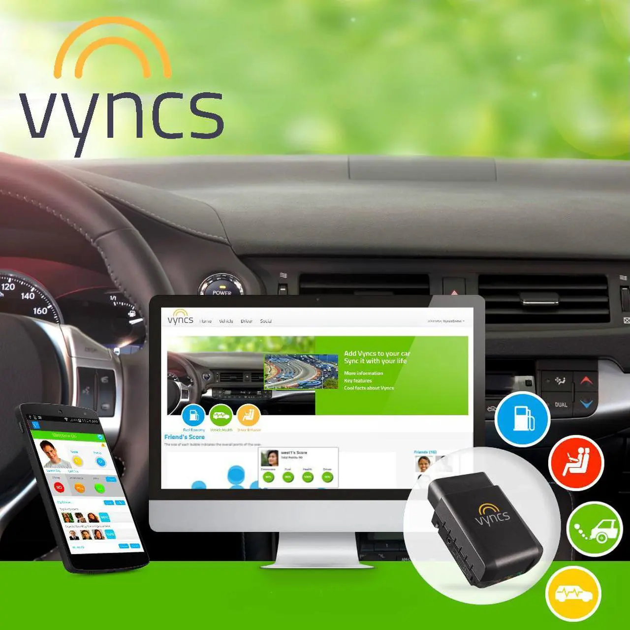 Alt view image 3 of 6 - Vyncs: No Monthly Fee Connected Car OBD Link, 3G Vehicle GPS Tracking, Trips, Engine Diagnostics, Driver Coaching for Teens, Optional Roadside Assistance