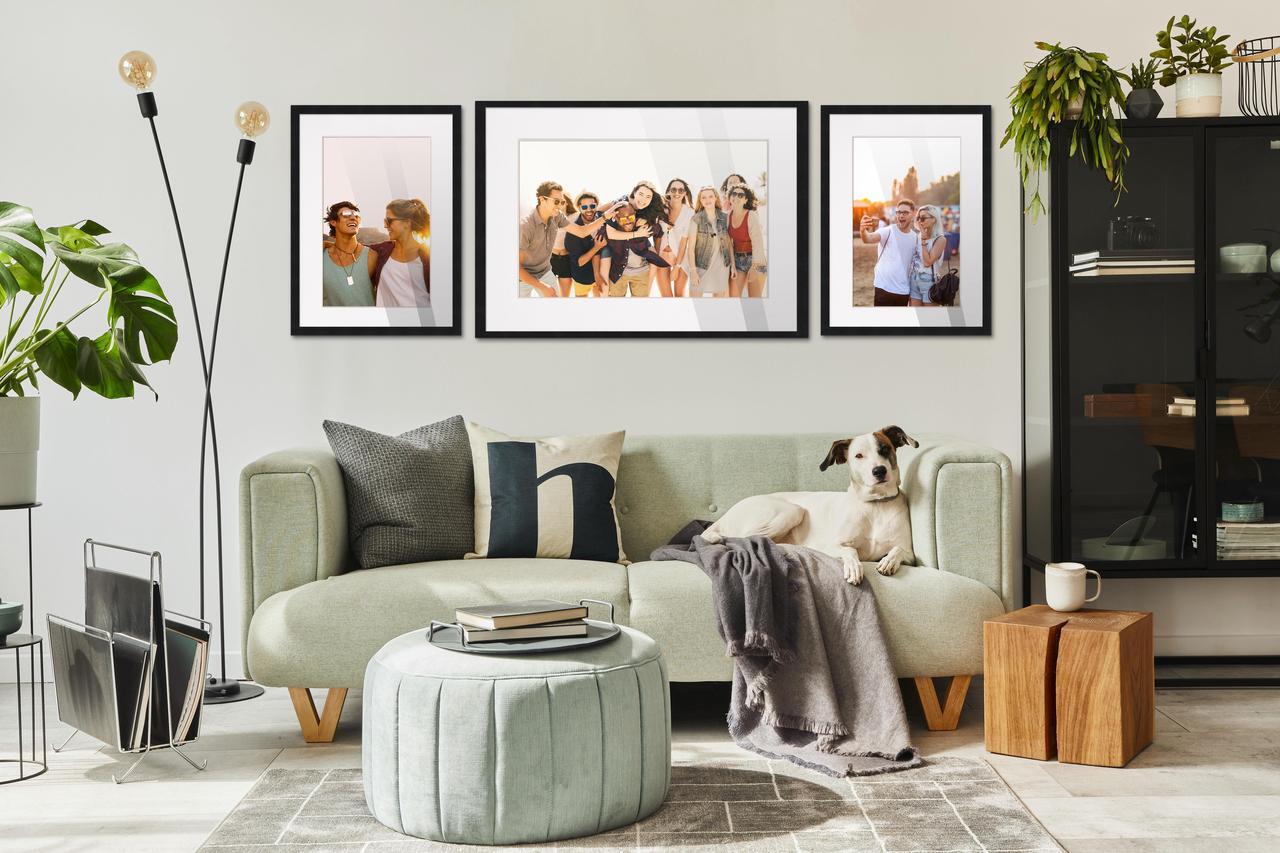Alt view image 3 of 7 - 15x19 Black Picture Frame with 12.5x16.5 White Mat Opening for 13x17 Image, 0.75 Inch Border, UV Acrylic Face, Acid Free Foam Back