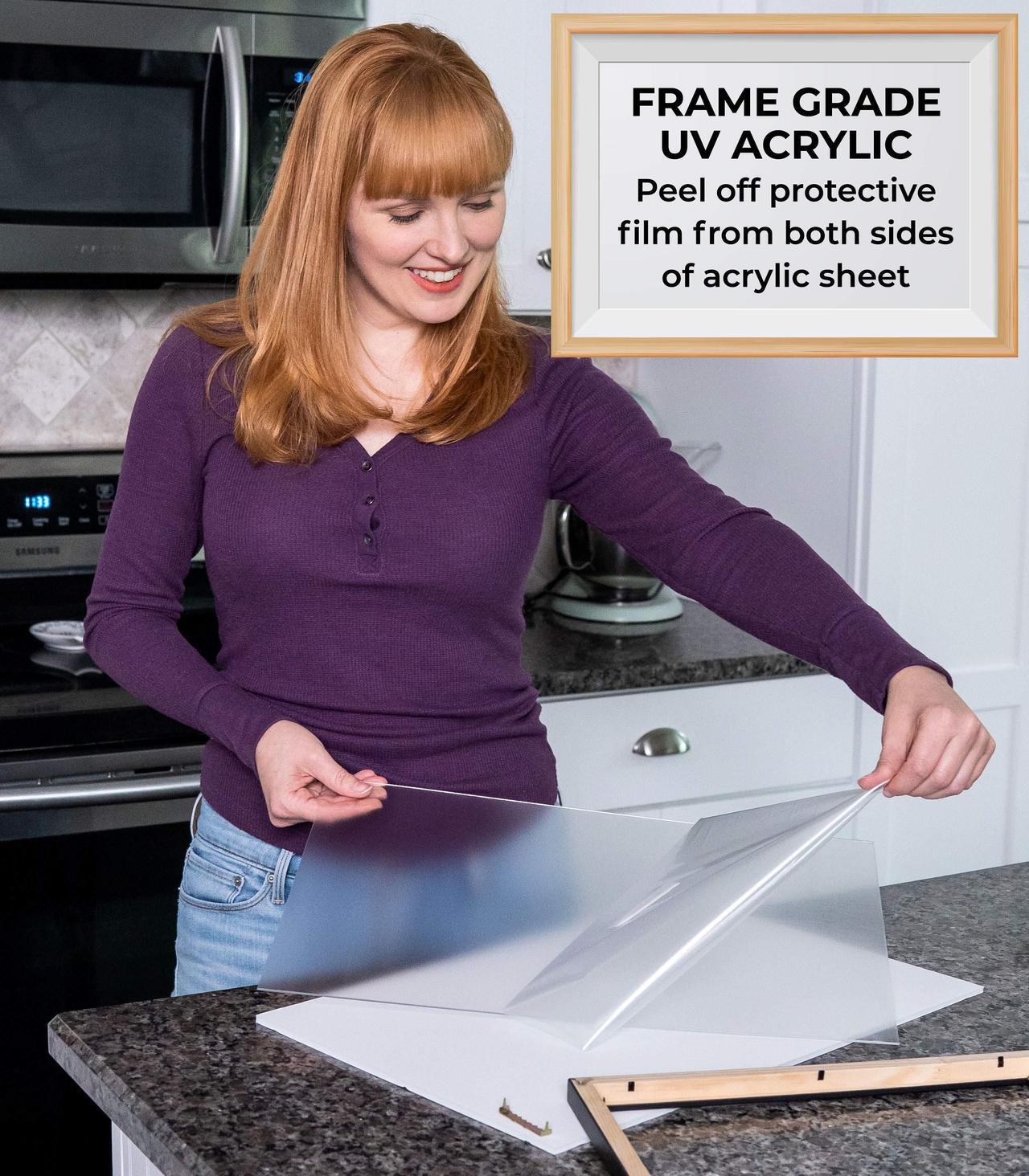 Alt view image 7 of 7 - 22x28 Black Picture Frame with 17.5x23.5 Black Mat Opening for 18x24 Image, 0.75 Inch Border, UV Acrylic Face, Acid Free Foam Back