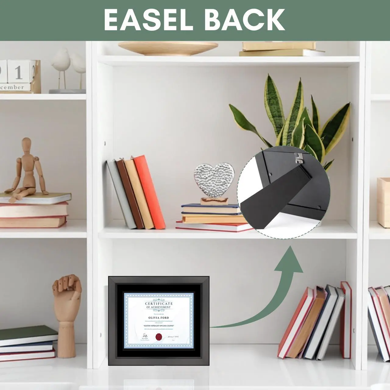 Alt view image 7 of 7 - 11.5x13.5 Black Diploma Frame - Black on Black Double Mat - Displays 7.5x9.5 Diplomas with Mat or 11.5x13.5 Inch Without Mat - With Acrylic Front and Foam Board Backing