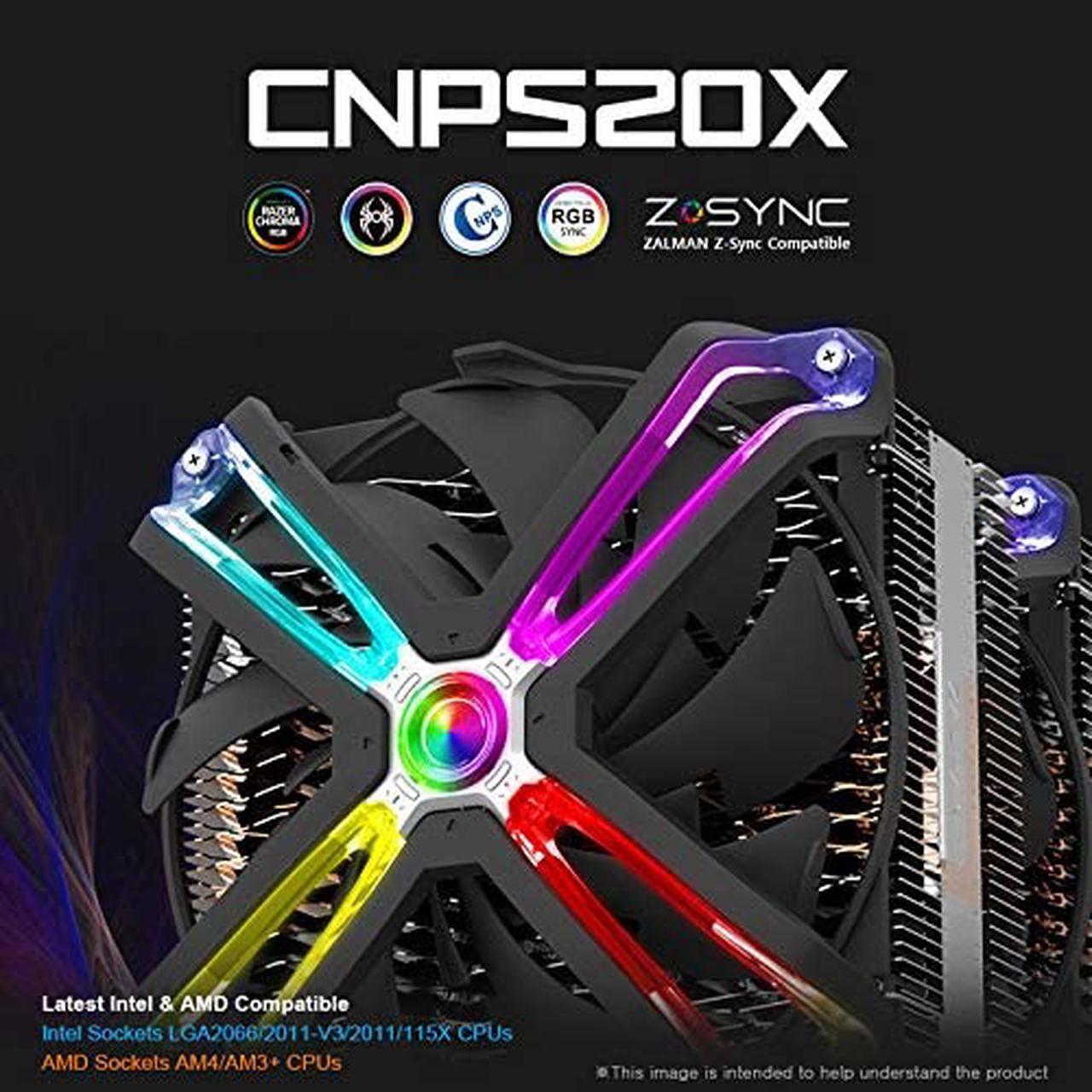 Zalman 20X Extreme Performance CPU Air Cooler, 300W TDP Dual-Blade 140mm ARGB Spider Fans for Intel LGA 1200/1151/2066/2011/X99/X79, AMD AM4/AM3, 6