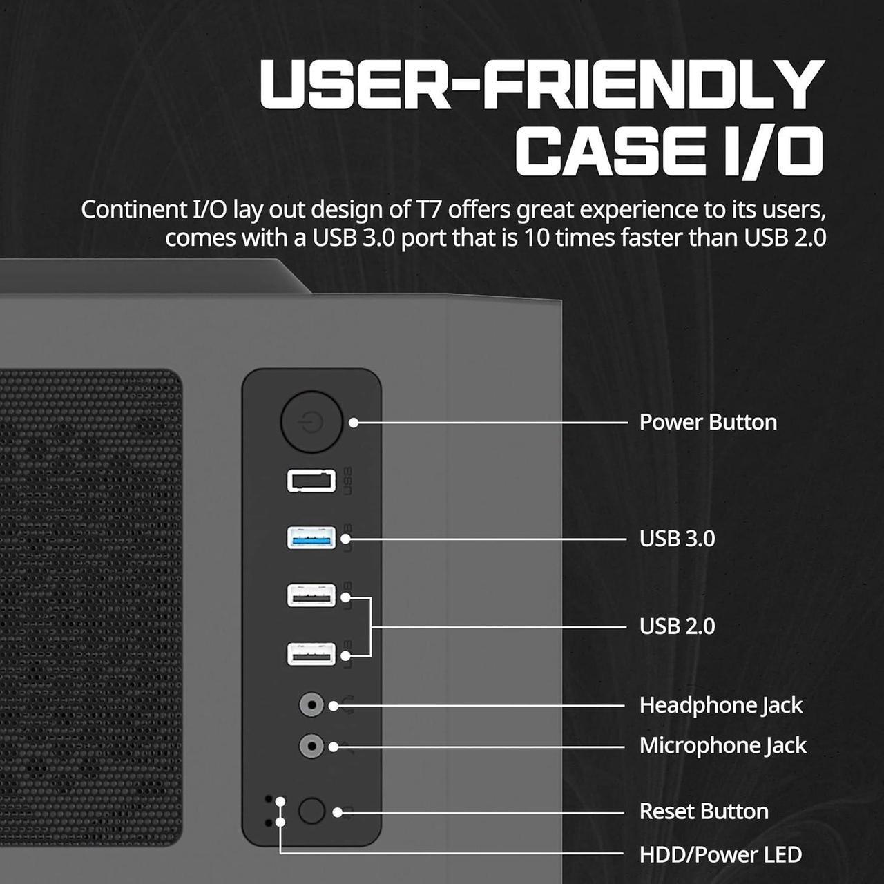 Alt view image 4 of 7 - Zalman T7 ATX Mid-Tower Compact Desktop PC Case, 2 x 120mm Fans Preinstalled, 3D Patterned Mesh Design for High Airflow, Tinted Acrylic Side Panel, USB 3.0