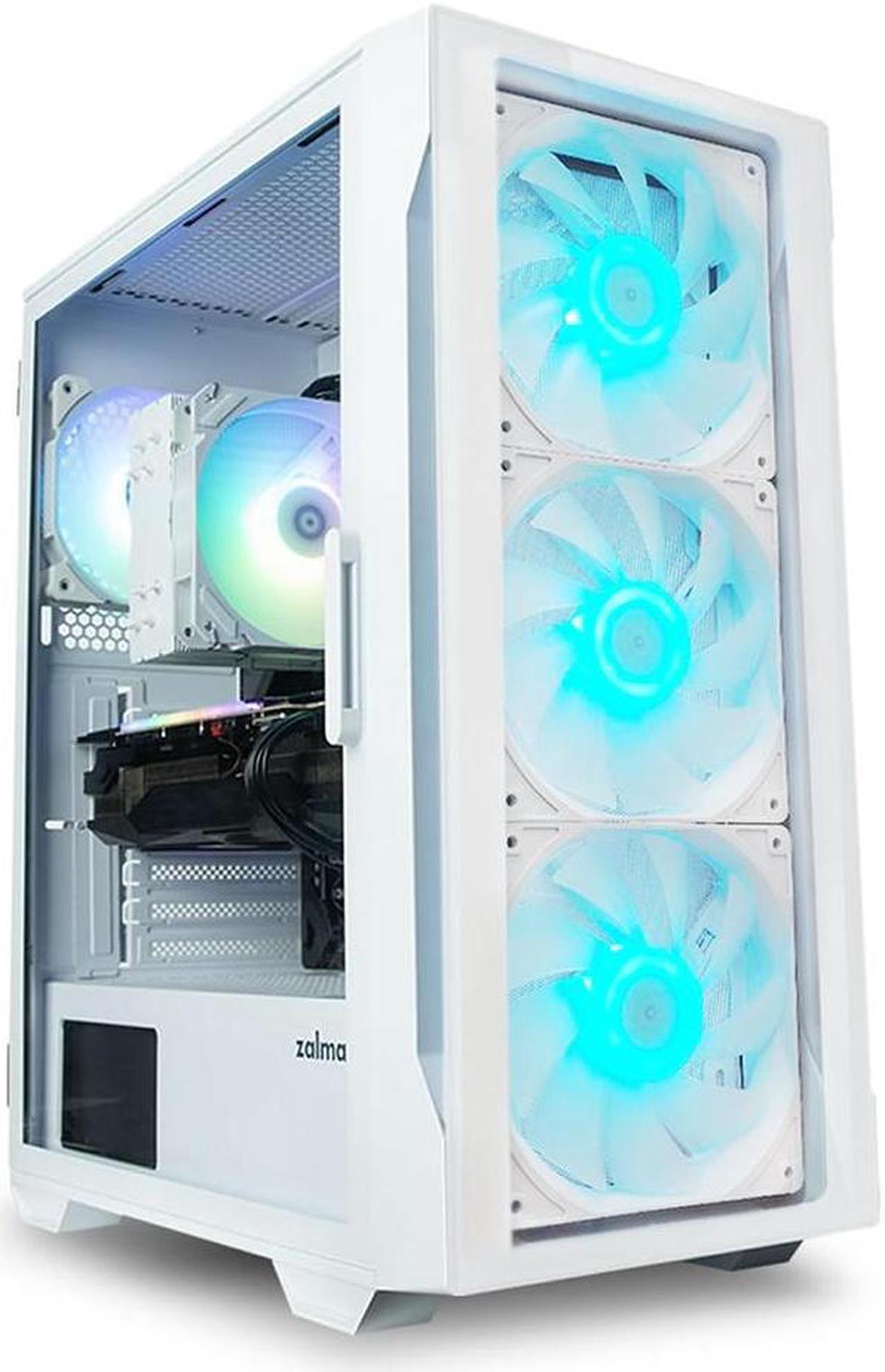 Alt view image 7 of 7 - Zalman i3 ARGB Vision TG 140 ATX Mid Tower Gaming PC Case, 3 x 140mm Front + 1 x 120mm ARGB Fans Pre-Installed, Tempered Glass Front & Side Panel, White