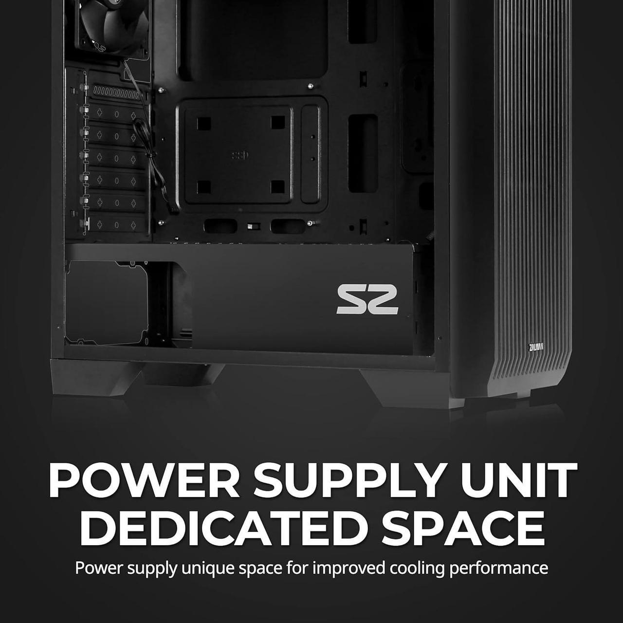 Alt view image 6 of 7 - Zalman S2 ATX Mid Tower Desktop PC Case, 3 x 120mm Fans included, Full Mesh Front Panel for Superior Airflow, Tinted Acrylic Side Panel, USB 3.0