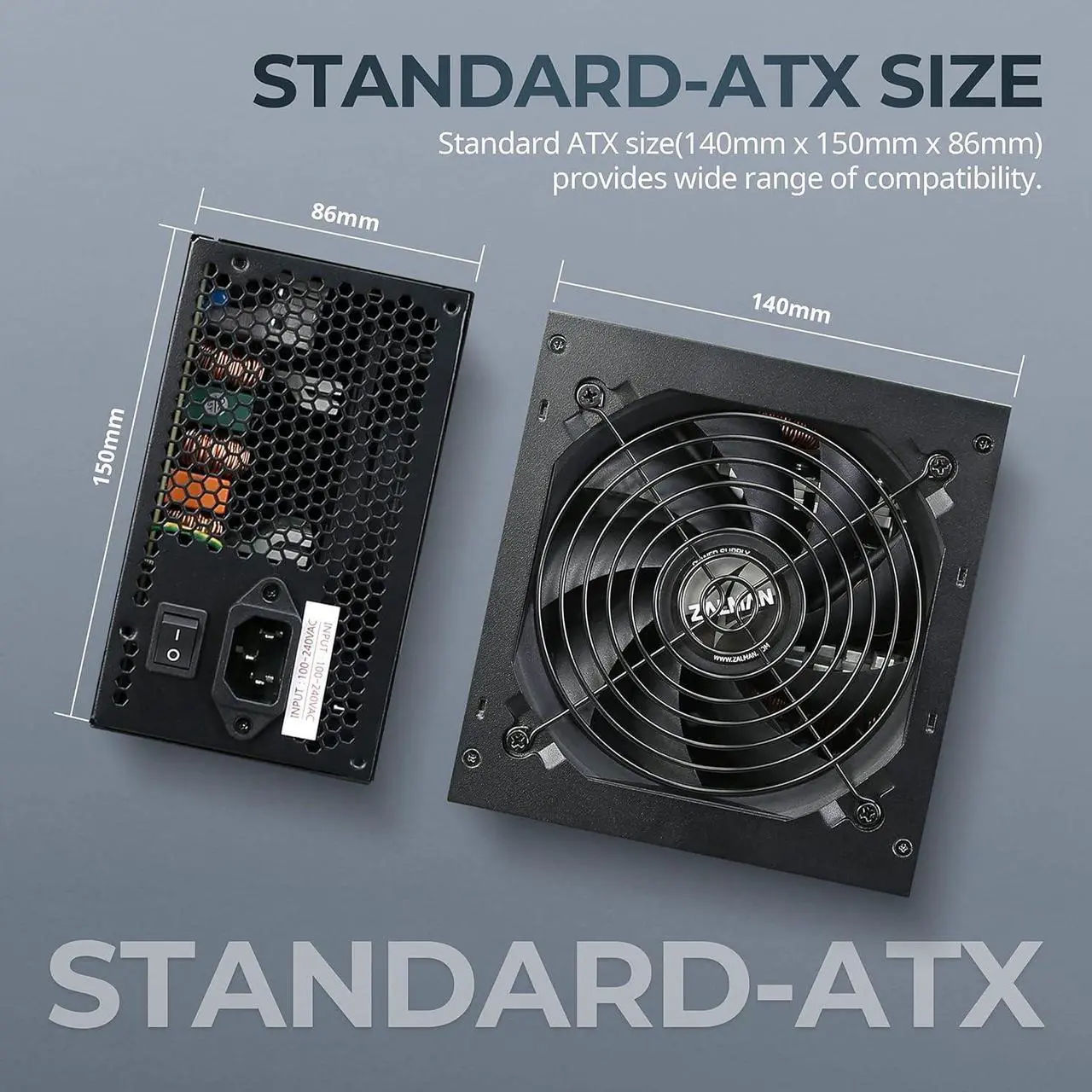 Alt view image 5 of 7 - Zalman Case Cooler PSU Combo - Zalman T3 Compact Mini Tower Micro-ATX PC Case + C4X Black 150W TDP CPU Cooler + Gigamax 600W 80+ Plus Bronze PSU