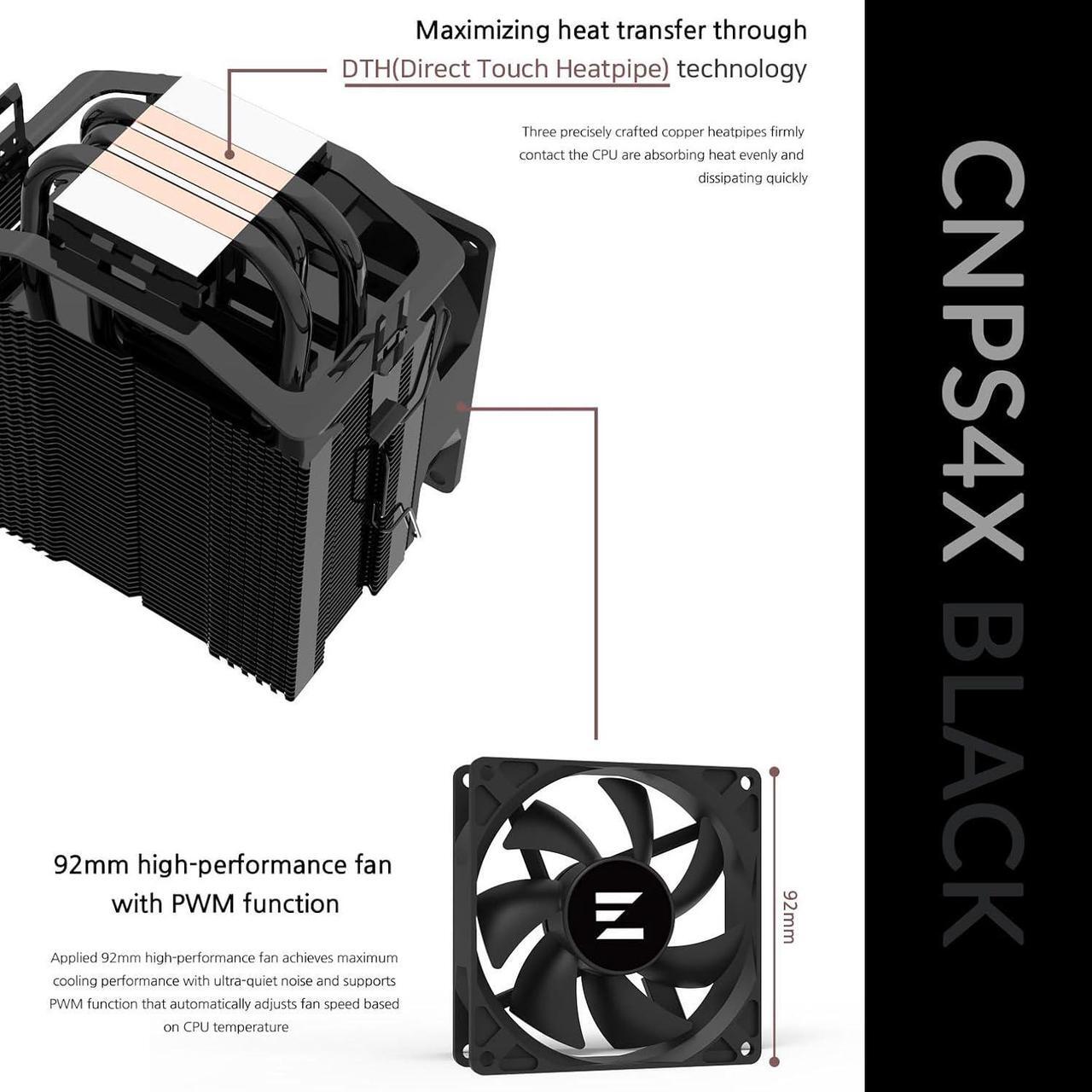 Alt view image 7 of 7 - Zalman Case Cooler PSU Combo - Zalman T3 Compact Mini Tower Micro-ATX PC Case + C4X Black 150W TDP CPU Cooler + Gigamax 600W 80+ Plus Bronze PSU