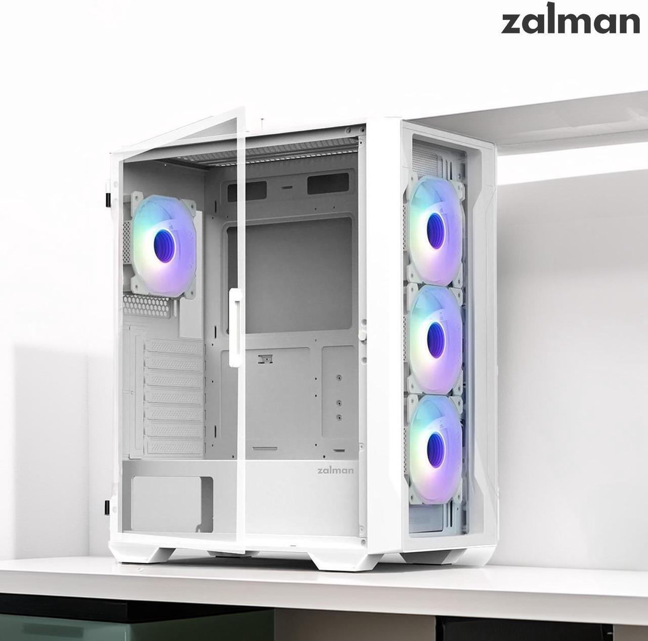 Alt view image 2 of 7 - Zalman i3 NEO TG ATX Gaming PC Case, Includes 4 x 120mm Infinity Mirror ARGB Fans, Tempered Glass Front & Side Panel, Premium Mid-Tower Chassis, White
