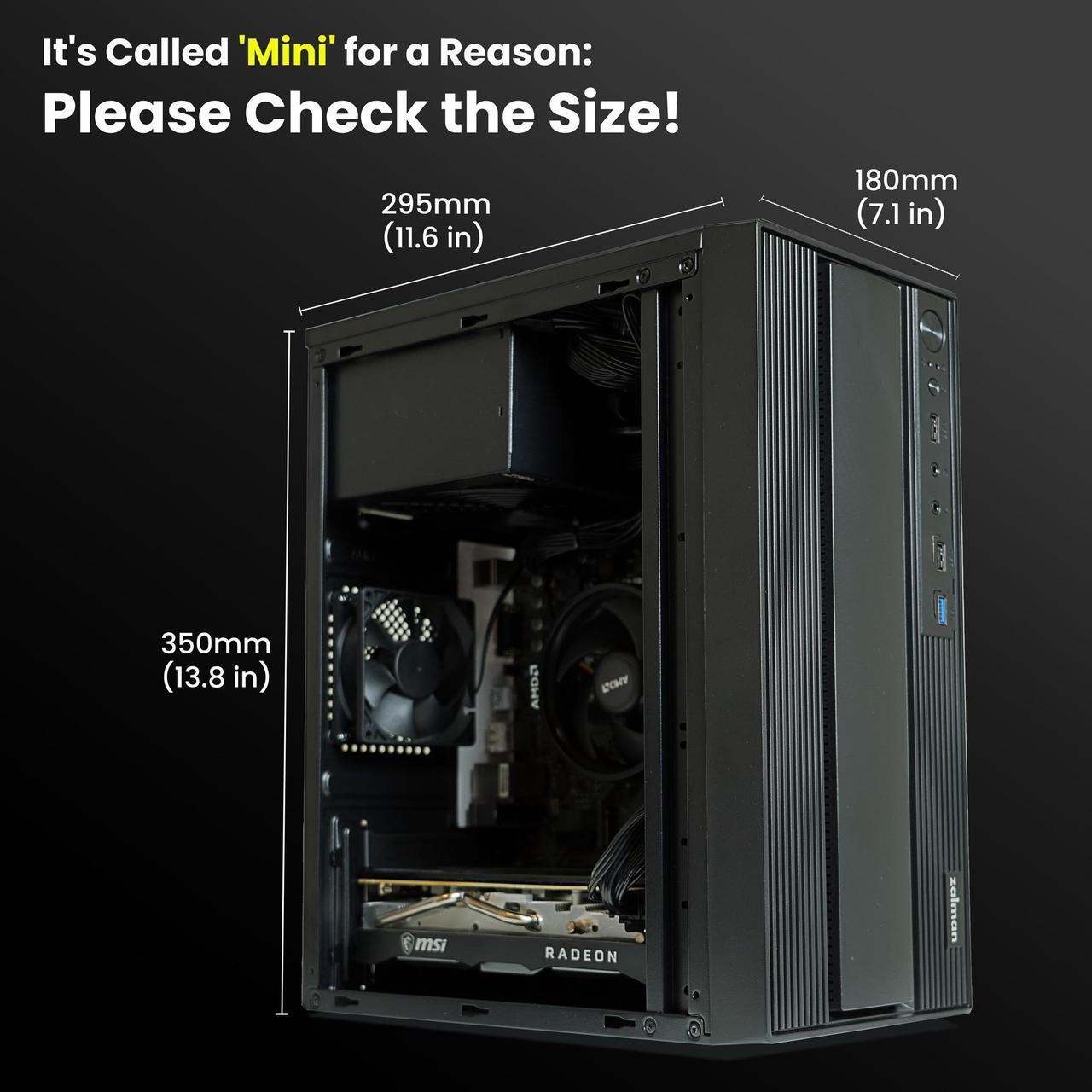 Alt view image 3 of 7 - Zalman T6 Mini M-ATX PC Case, Micro-ATX / Mini-ITX / DTX, SFF SFX HTPC Small Computer Chassis, Fits Standard ATX Power Supply, USB 3.0, Compact Desktop Mini Tower