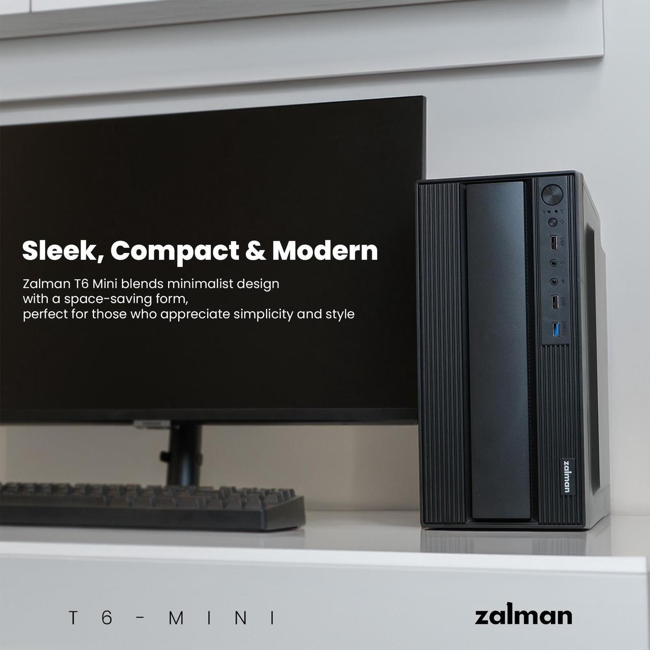 Alt view image 4 of 7 - Zalman T6 Mini M-ATX PC Case, Micro-ATX / Mini-ITX / DTX, SFF SFX HTPC Small Computer Chassis, Fits Standard ATX Power Supply, USB 3.0, Compact Desktop Mini Tower