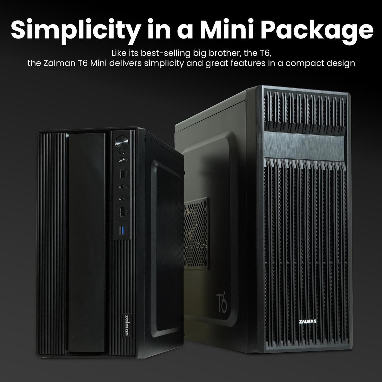 Alt view image 5 of 7 - Zalman T6 Mini M-ATX PC Case, Micro-ATX / Mini-ITX / DTX, SFF SFX HTPC Small Computer Chassis, Fits Standard ATX Power Supply, USB 3.0, Compact Desktop Mini Tower