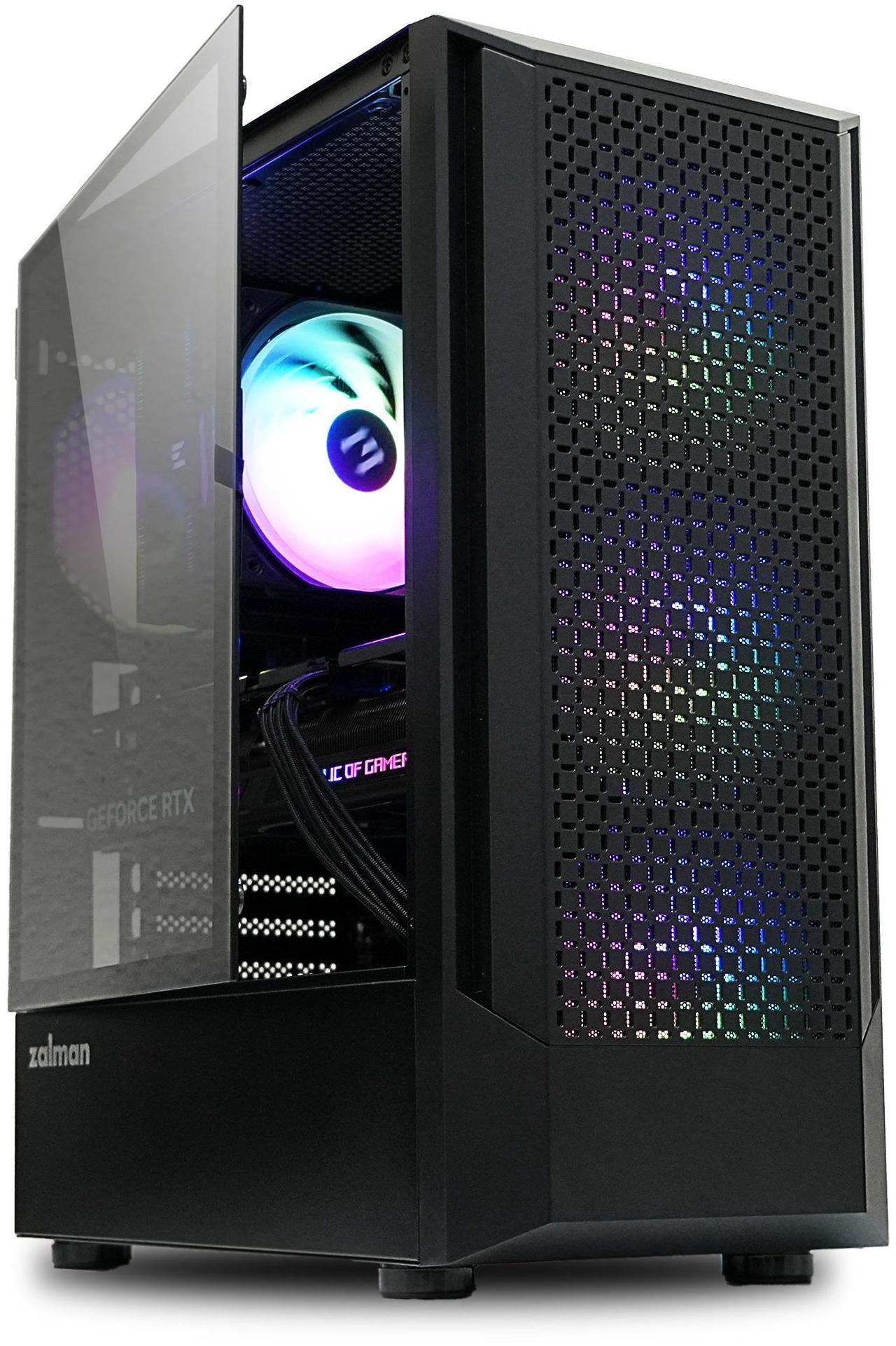 Alt view image 2 of 7 - Zalman FIT ATX PC Case, High Airflow, 4 x 120mm ARGB Fans (Non-PWM), Tempered Glass Side Panel, USB 3.0, Compact Mid-Tower Gaming Computer Case, Black