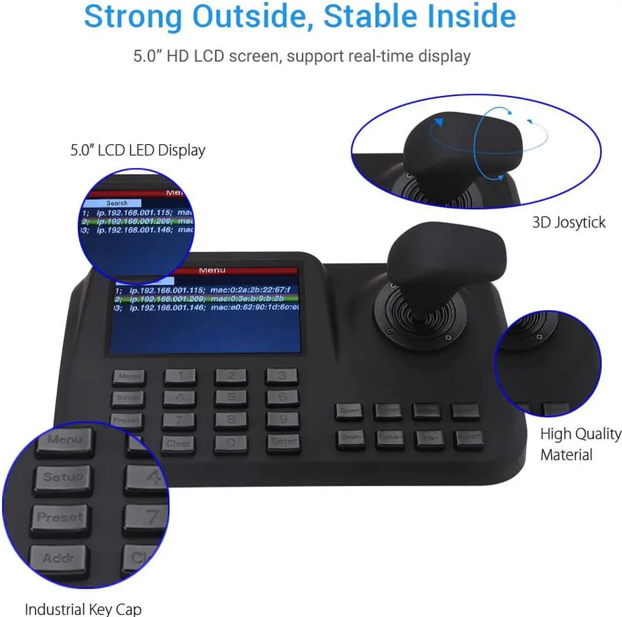 Alt view image 3 of 7 - 5" PTZ Keyboard Controller Joystick CCTV Security Speed For IP Camera