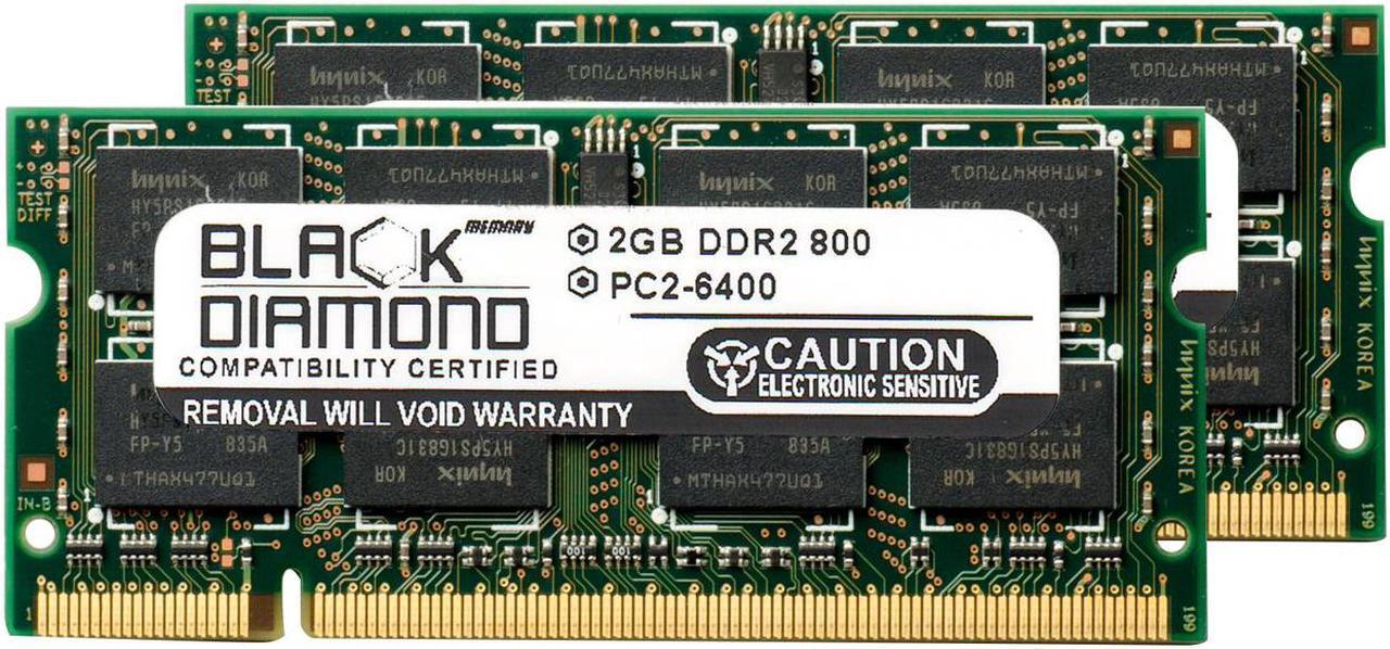 4GB 2X2GB Memory RAM for Dell Inspiron 1750n DDR2 SO-DIMM 200pin PC2-6400 800MHz Black Diamond Memory Module Upgrade