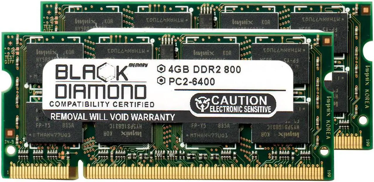 Main image of 8GB 2X4GB Memory RAM for Dell Inspiron 1545 200pin 800MHz PC2-6400 DDR2 SO-DIMM Black Diamond Memory Module Upgrade