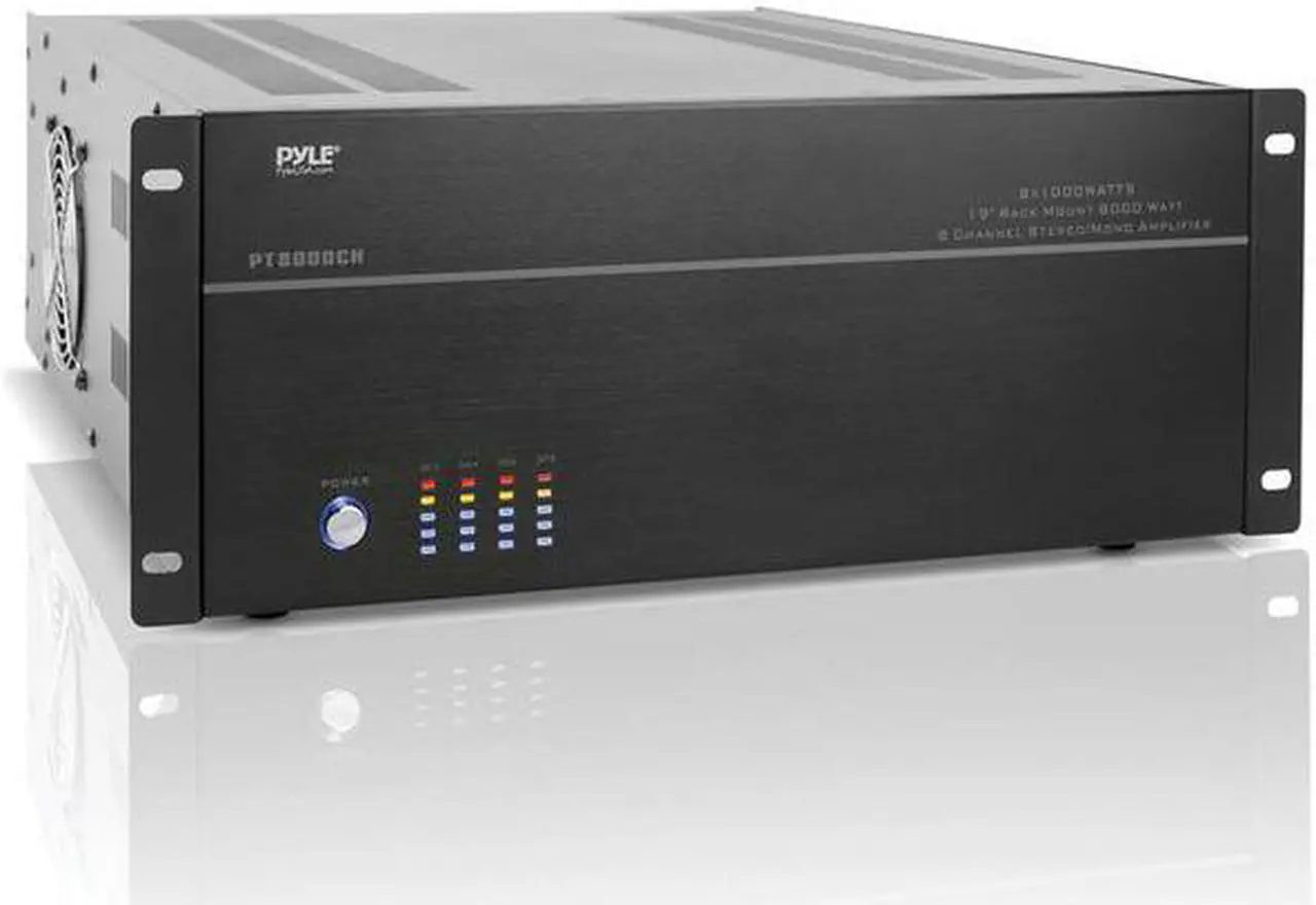 Alt view image 9 of 13 - New Pyle Pt8000ch 19" Rack Mount 8000W 8 Ch Stereo Mono Amplifier Amp 8 Channel
