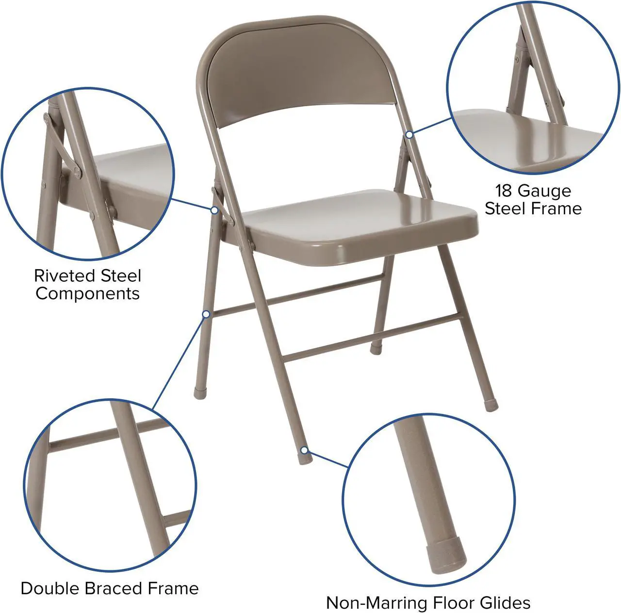 Alt view image 6 of 20 - HERCULES Series Double Braced Gray Metal Folding Chair
