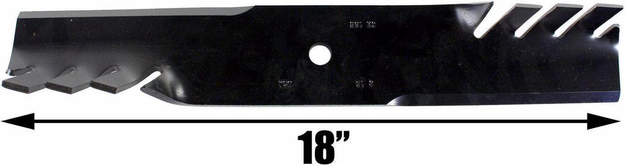 Alt view image 4 of 7 - USA Mower Blades (3) CMB185BP Toothed Extra High Lift Blade Fits Bobcat® 11211102 272254302 32022A WM132022 Length 18 in. Width 3 in. Thickness .250 in. Center Hole 5/8 in. 36 in. and 52 in. Deck