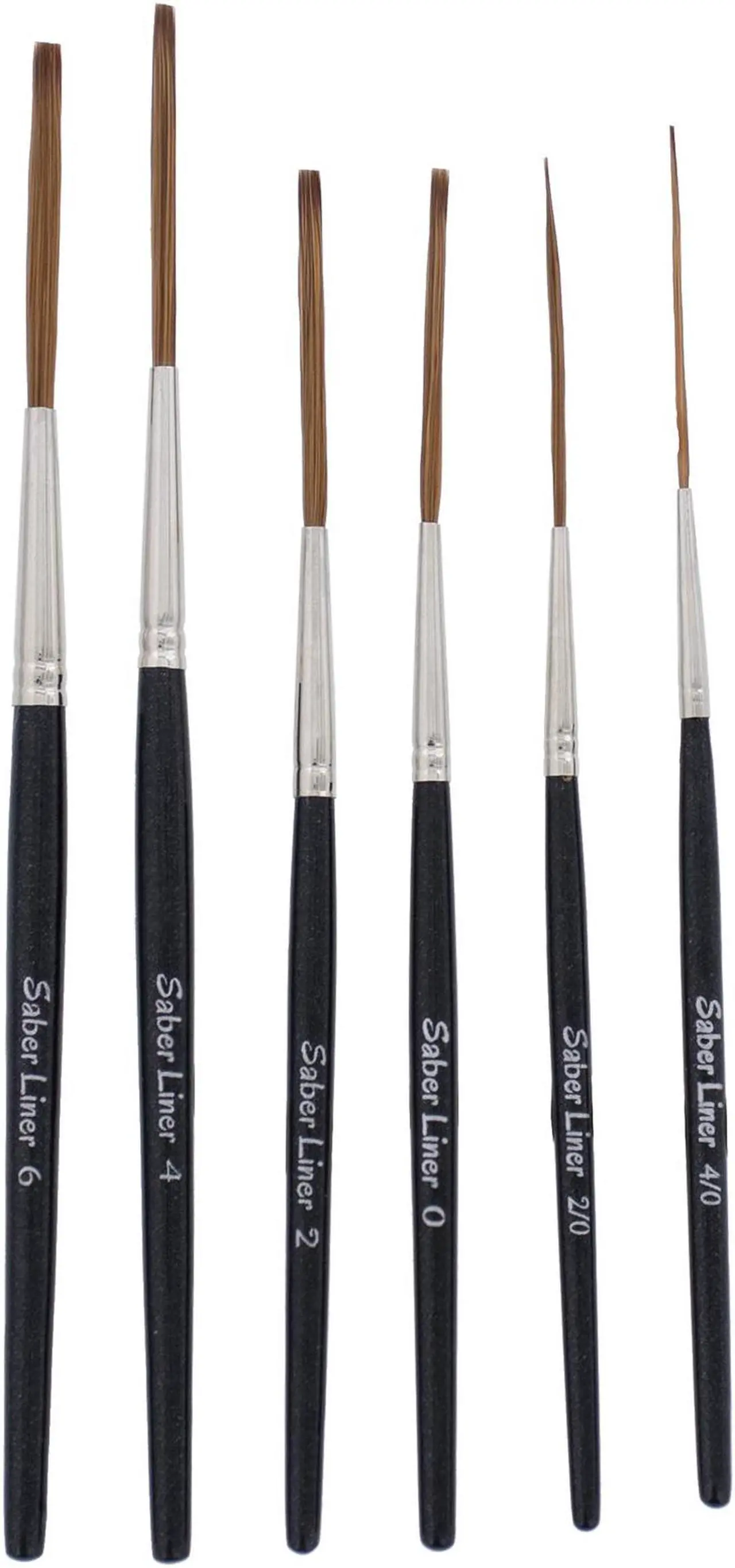 Main image of Andrew Mack Brush AMVD-SL-SET Von Dago Saber Liner Set of 6 Pinstriping Brushes Sizes 4/0-6