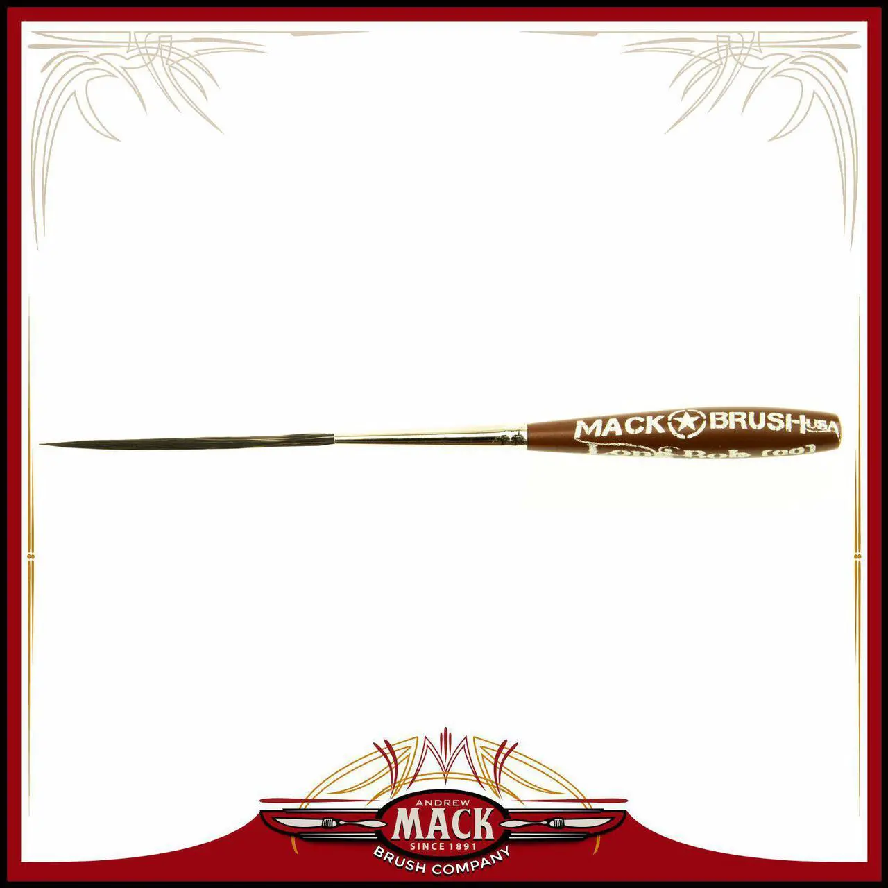 Main image of Andrew Mack Size 00 Series Long Bob Pinstriping and Scrolling Brush Black Synthetic & Blue Squirrel Blended 1 3/4" Hair Length
