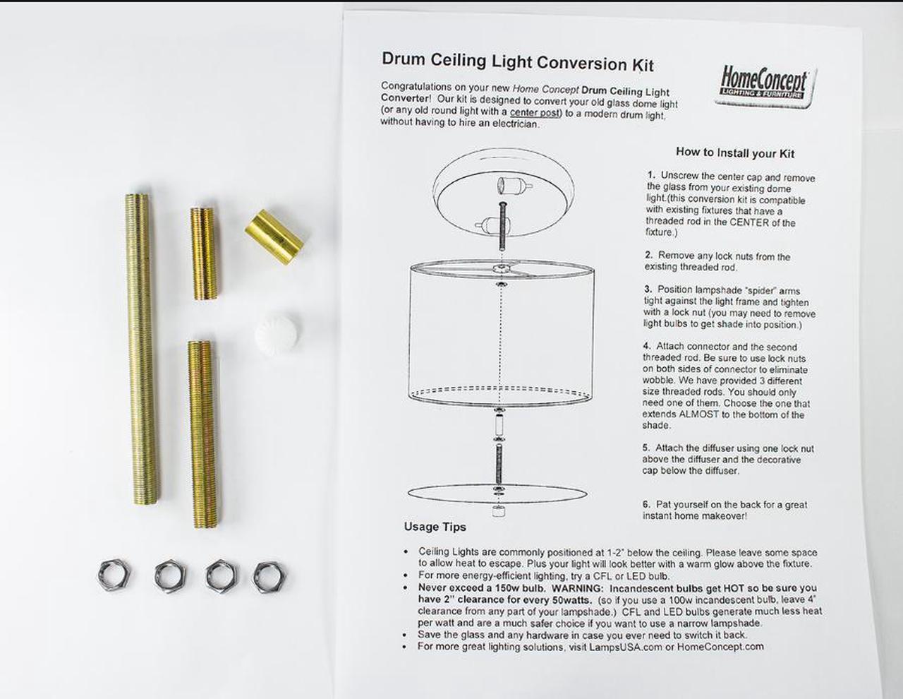 Alt view image 3 of 4 - 18 Moderne Flush Mount Converter Kit Textured Oatmeal  Shallow Drum Lampshade 18x18x10