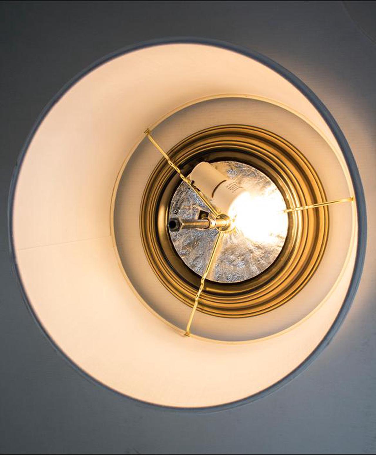 Alt view image 2 of 4 - 18 Moderne Flush Mount Converter Kit Textured Oatmeal  Shallow Drum Lampshade 18x18x10