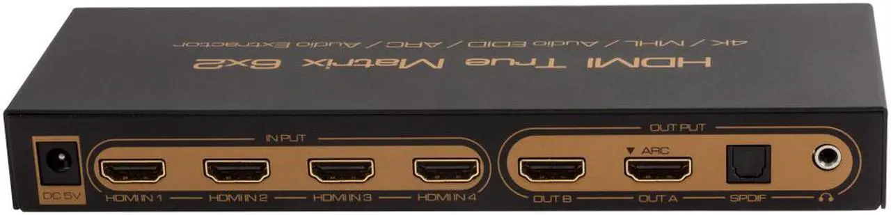 Alt view image 6 of 6 - 6x2 HDMI Matrix,4K /Audio EDID/ARC/Audio Extractor,Support infrared remote control,HDMI supports Full HD,3D and 4Kx2K video.