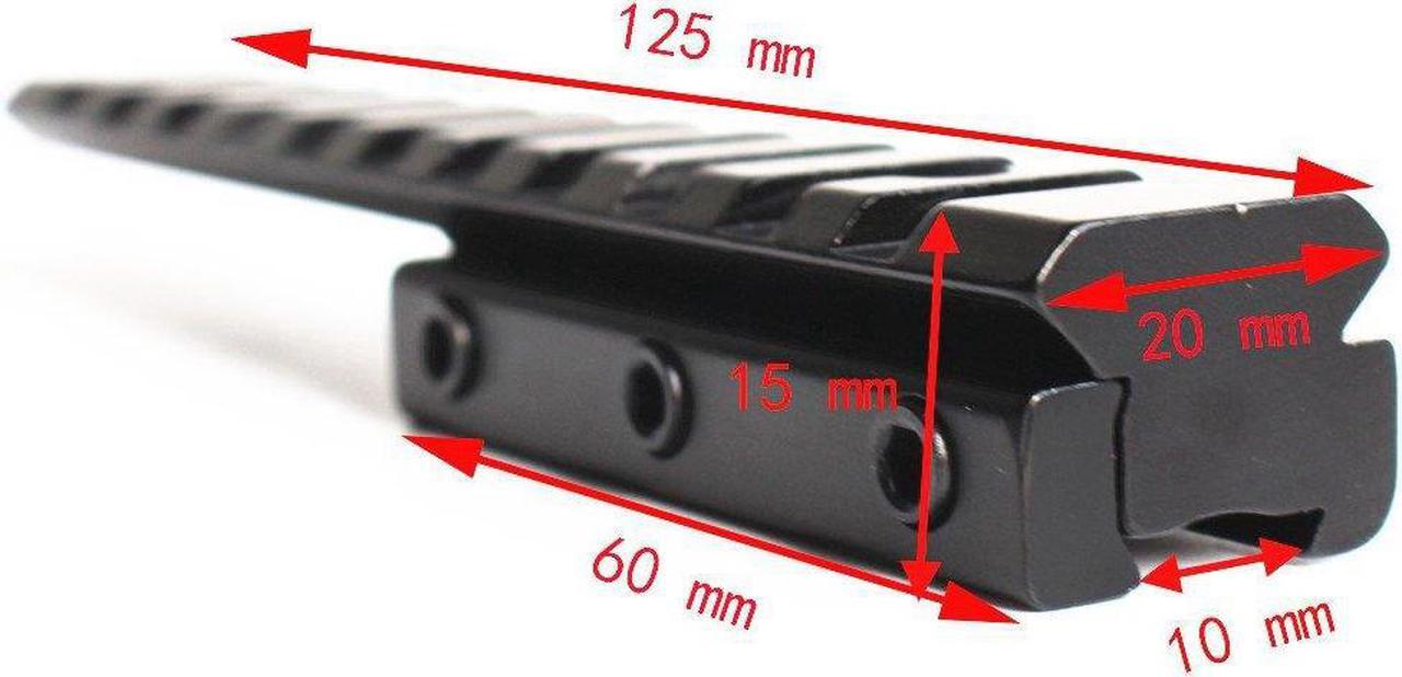 Alt view image 5 of 5 - Tactical 4.9IN/12.5cm Length Dovetail 11mm to 20mm Weaver Picatinny Rail Adapter Scope Mount Base Hunting Rifle Gun Mount Accessory