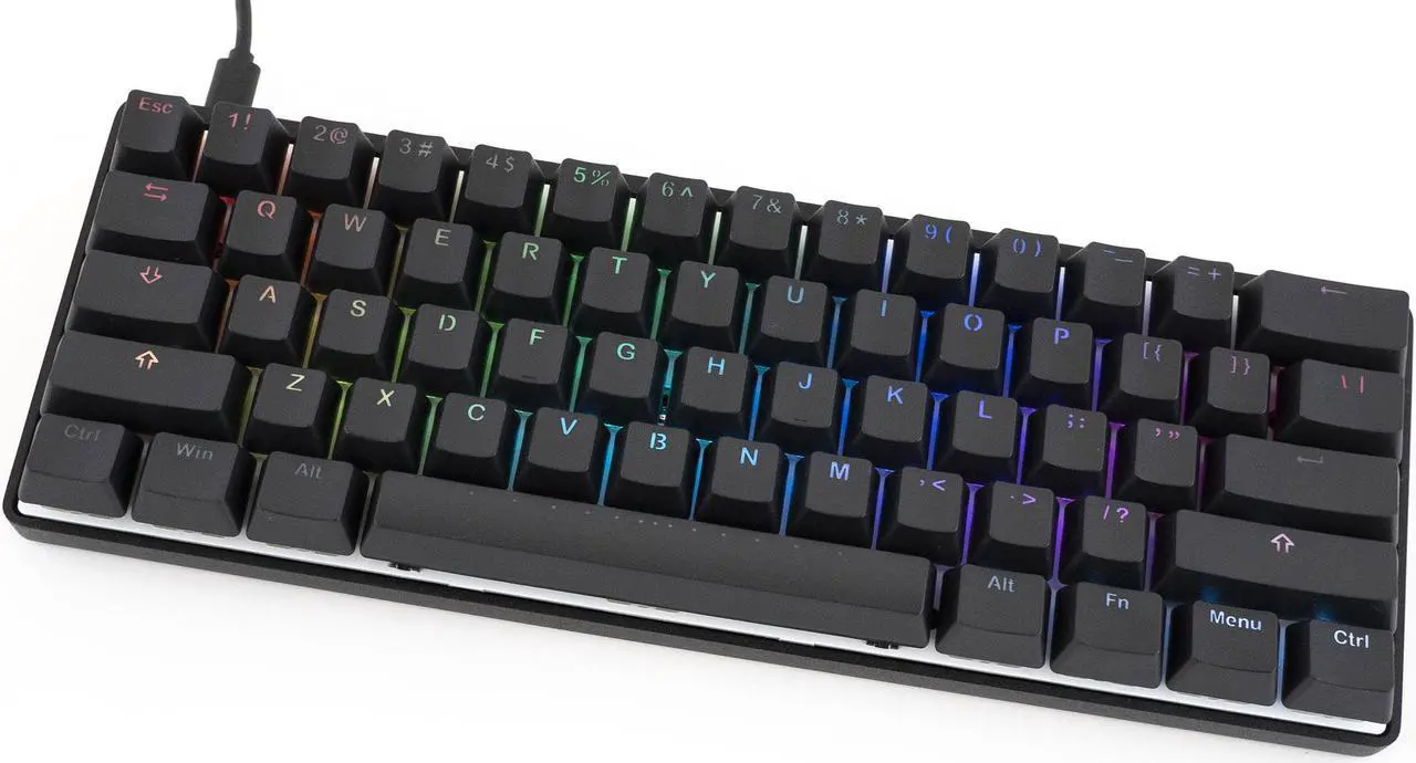 Alt view image 2 of 5 - Vortex New POK3R Black Case RGB LED 60% Double Shot PBT (Cherry MX Nature White) Mechanical Keyboard