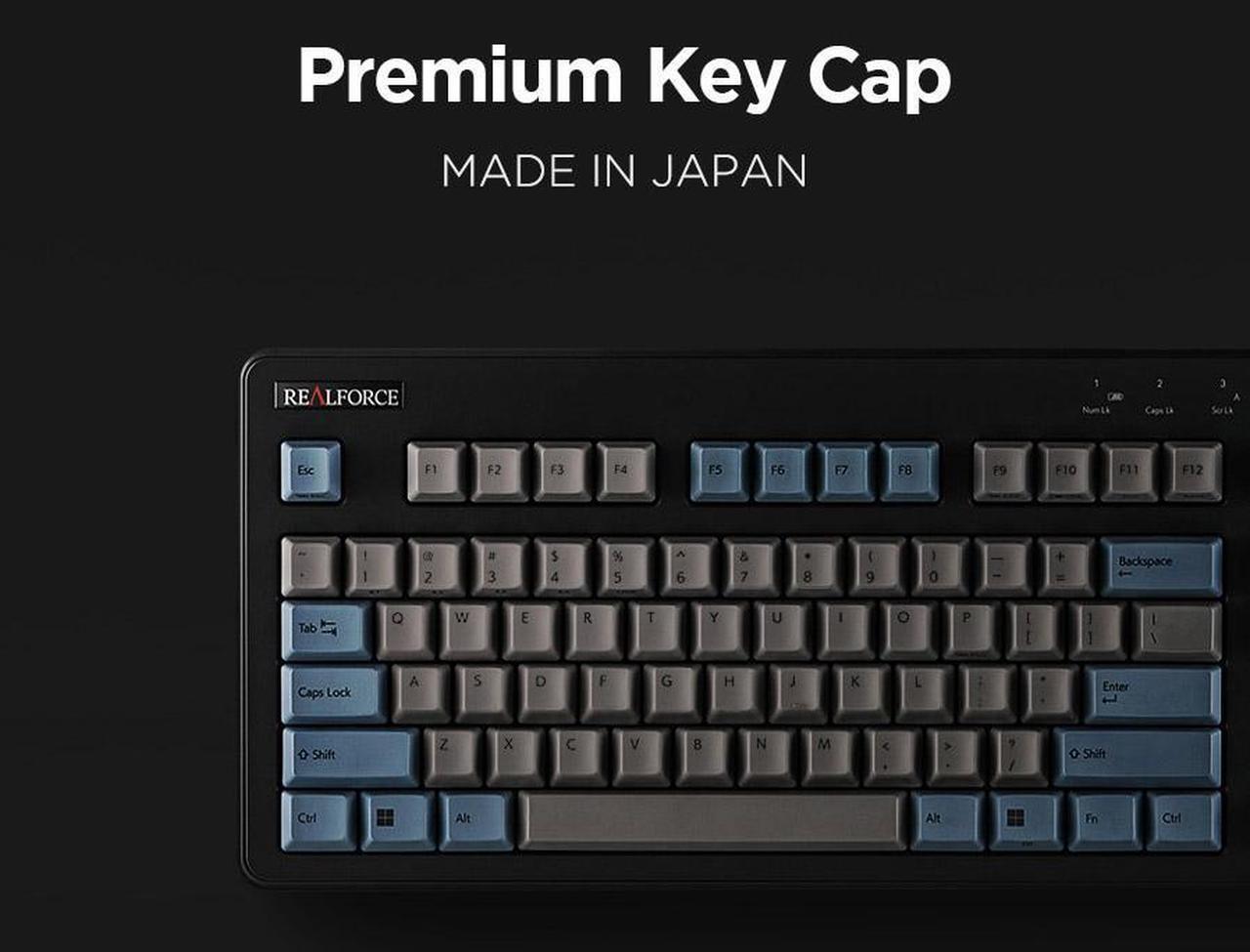 Alt view image 7 of 7 - Topre Corporation Realforce R3 Grey / Blue TKL Wireless Keyboard Topre Silent 45g