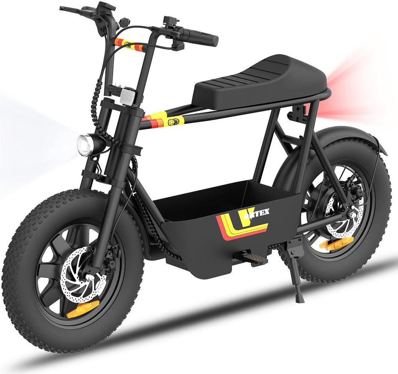 Gyrocopters Vortex Electric Bike with storage, Fat tire E-bike with speed up to 32km/h (19.8mph) and range up to 28 km by 36V battery, powered by 470 W peak motor, UL-2272 safety-approved