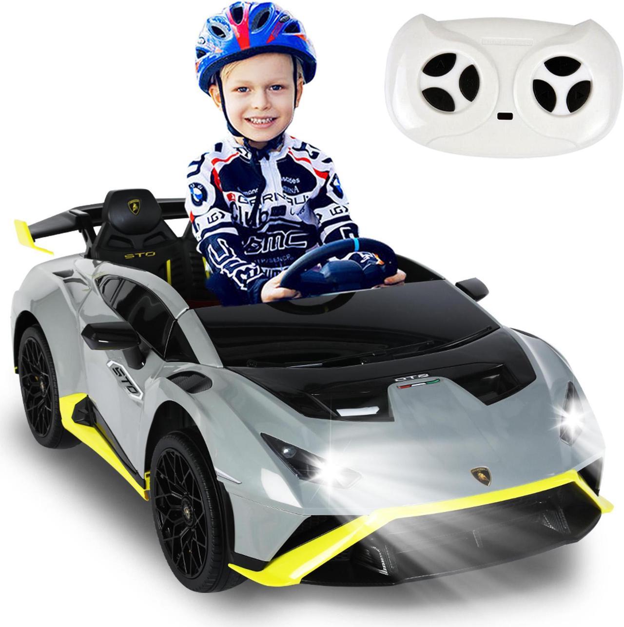 Lamborghini Kids Two-seater Huracan STO Ride on car | Speed: up to 6 km/h | Run time Up to 55 Minutes | Remote Control | Interactive Play | Realistic Sounds | Safe Design | LED Lights