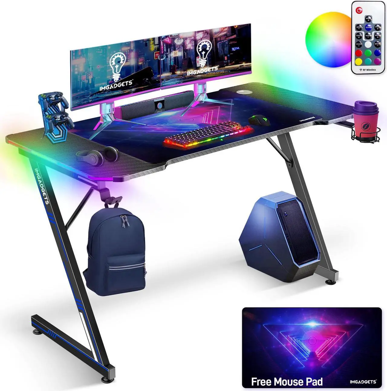 Gaming Desk with LED Lighting 