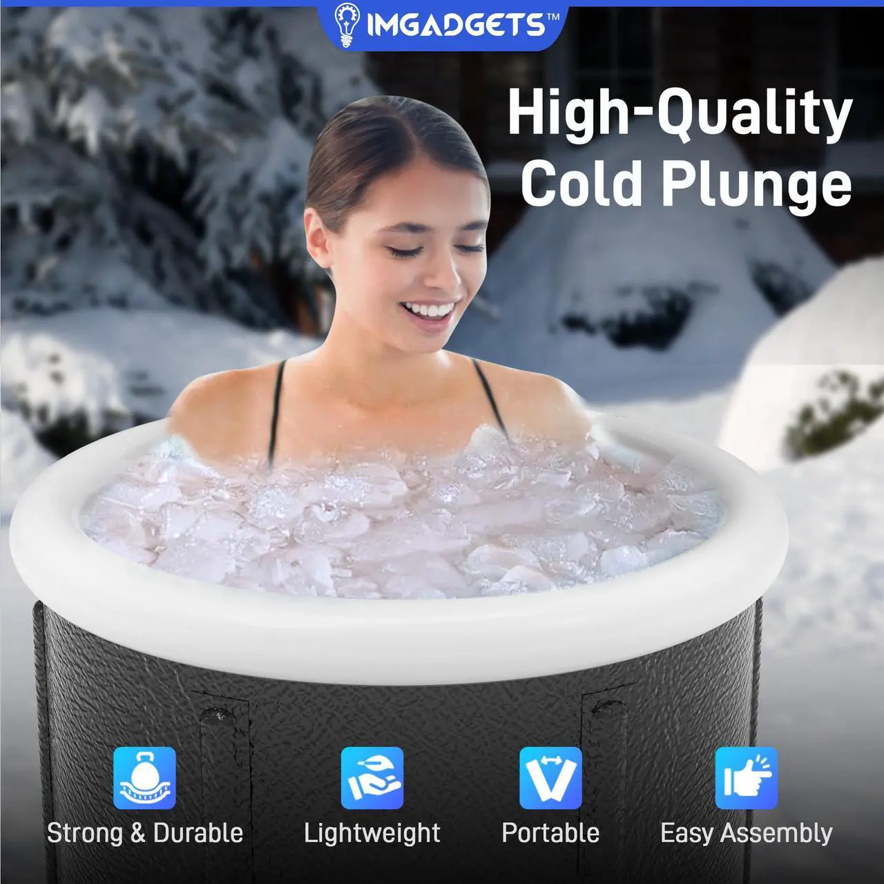 Alt view image 2 of 7 - Avenli Portable Ice Bath Tub | Expanded size  31.5"×31.5" |310L Capacity | Cold Plunge Tub for Recovery | Muscle Relief | Cold Therapy | Easy Setup | Durable LamTech Material | Weather-Resistant