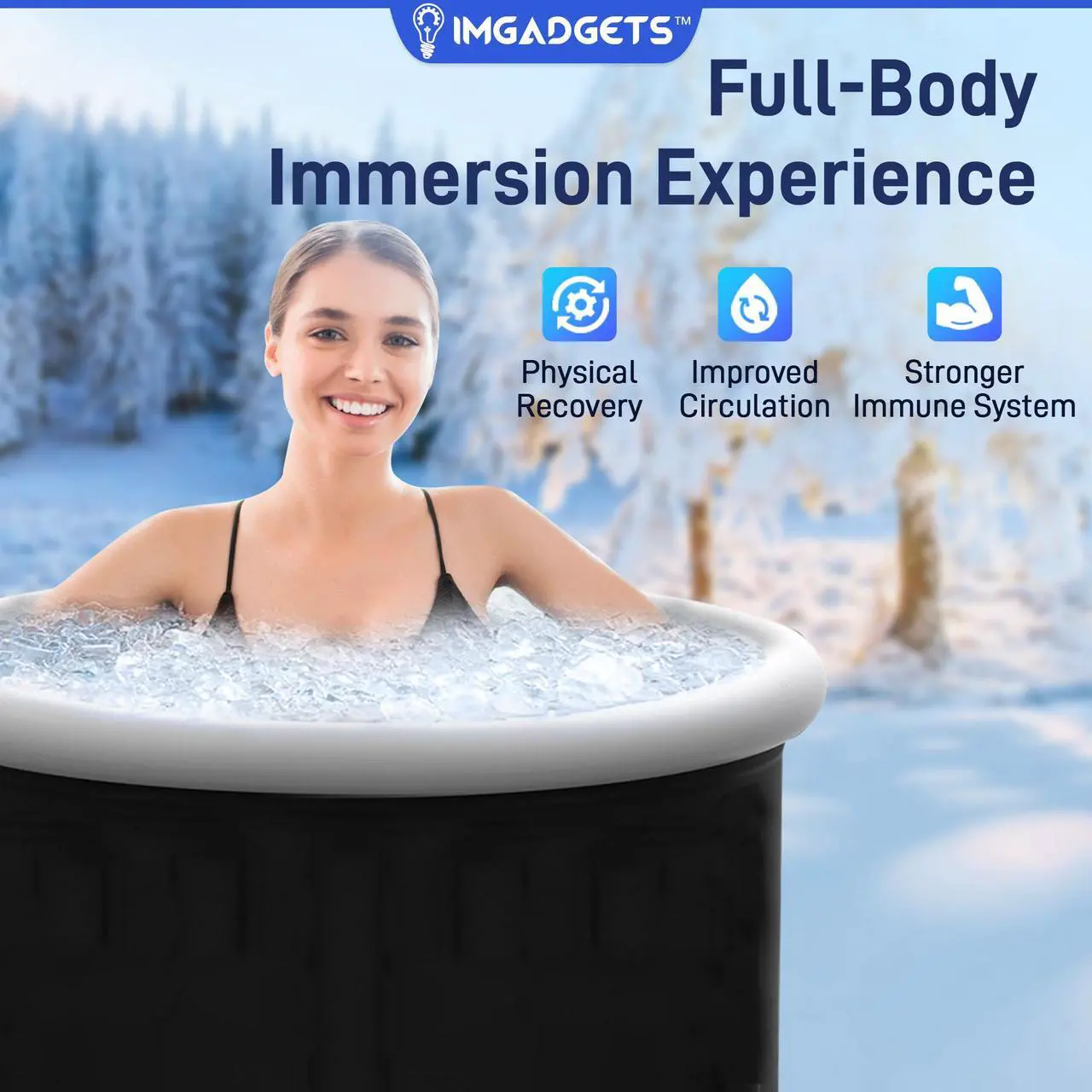 Alt view image 3 of 7 - Avenli Portable Ice Bath Tub | Expanded size  31.5"×31.5" |310L Capacity | Cold Plunge Tub for Recovery | Muscle Relief | Cold Therapy | Easy Setup | Durable LamTech Material | Weather-Resistant