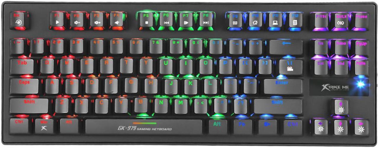 Xtrike Me GK-979 - Compact Gaming Keyboard, Mechanical and Wired with 87 Keys and Backlight, Black