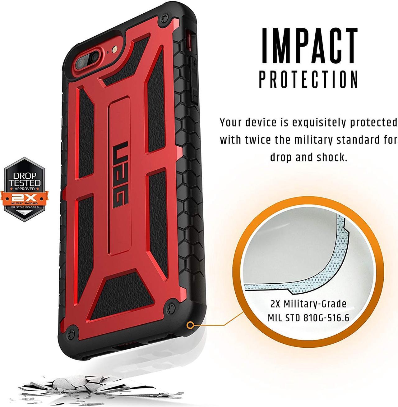 Alt view image 3 of 8 - UAG iPhone 8 Plus/iPhone 7 Plus/iPhone 6s Plus [5.5-inch Screen] Monarch Feather-Light Rugged [Crimson] Military Drop Tested iPhone Case