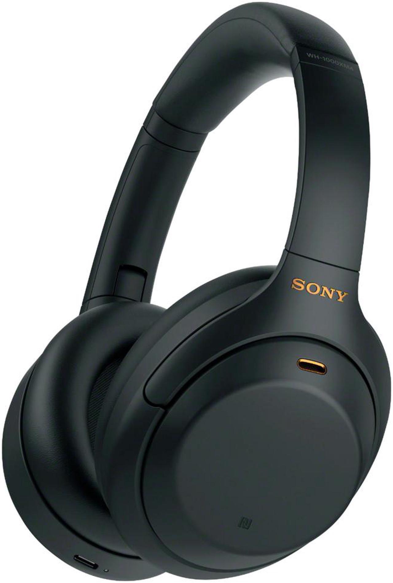 Alt view image 2 of 8 - Sony WH1000XM4/B Noise Cancelling Wireless Headphones + Wood Headphone Stand