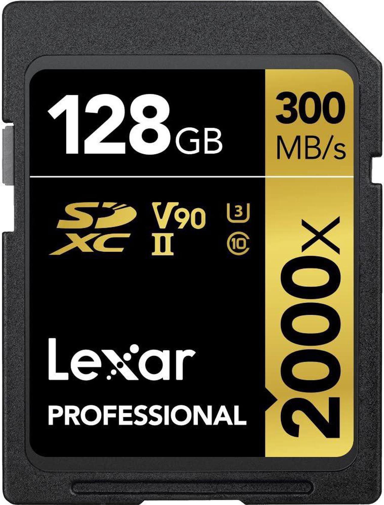 Lexar Professional SDXC Memory Card 2000x 128GB Class 10 UHSII U3 WO Reader