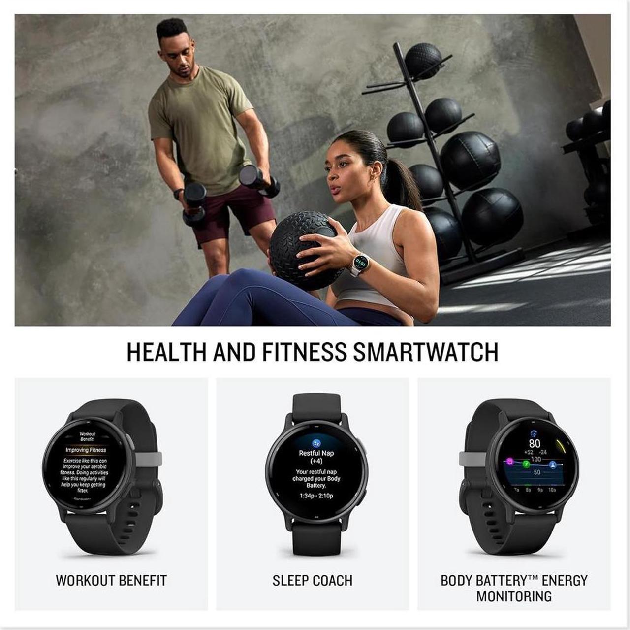 Alt view image 3 of 7 - Garmin 010-02862-11 Vivoactive 5 Fitness Smartwatch, Ivory w/ Warranty Bundle