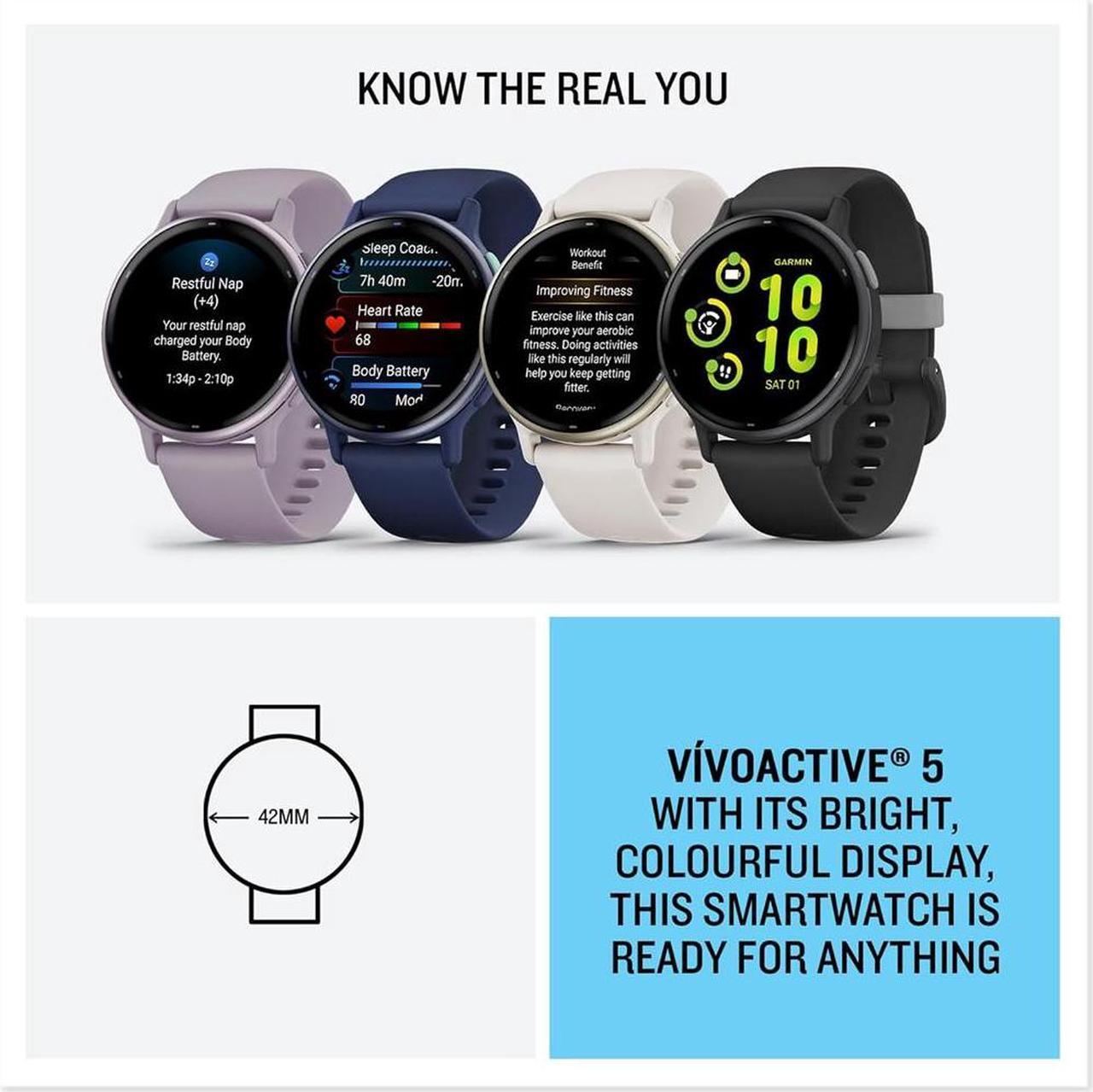Alt view image 7 of 7 - Garmin 010-02862-11 Vivoactive 5 Fitness Smartwatch, Ivory w/ Warranty Bundle