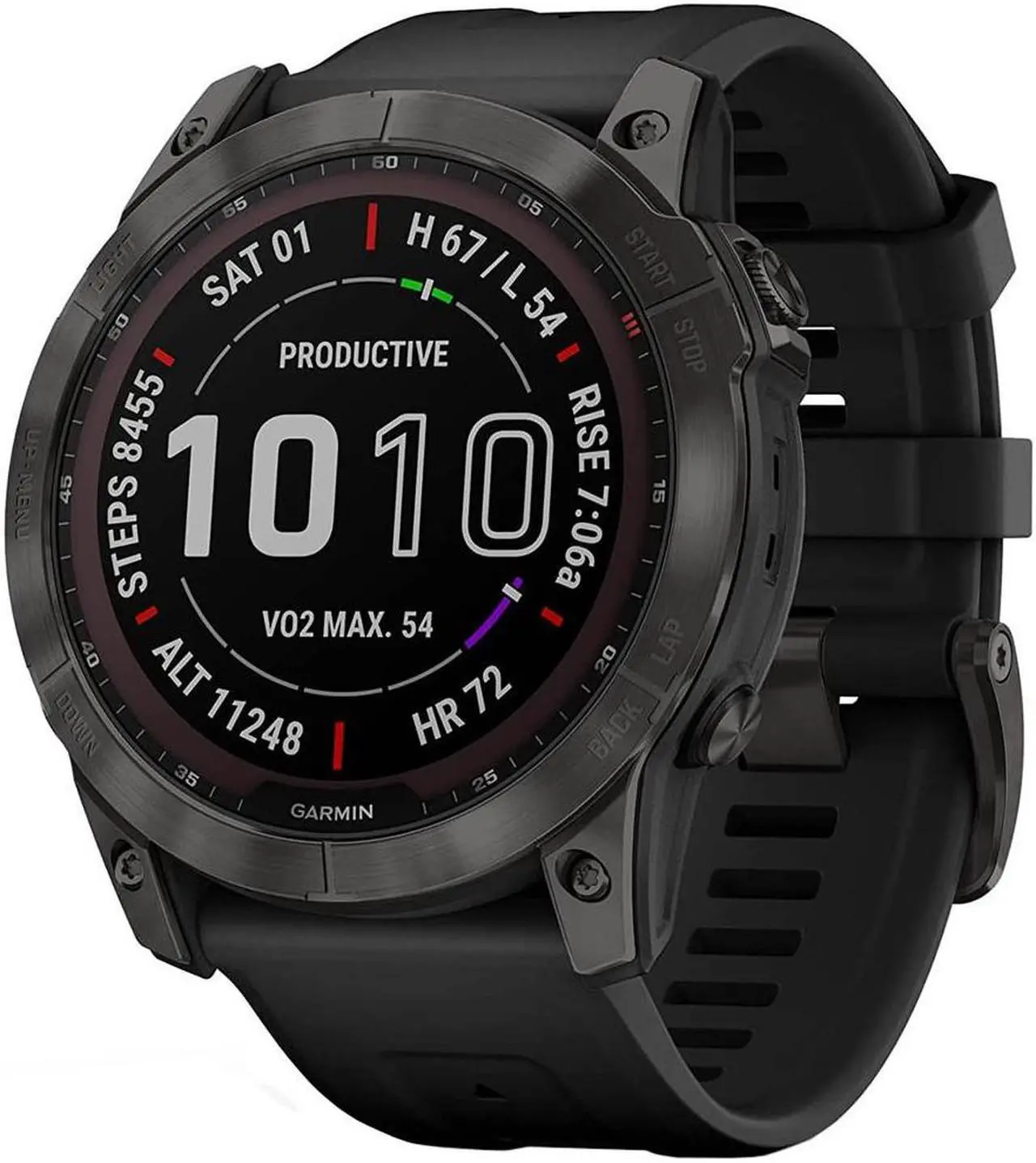 Alt view image 2 of 7 - Garmin Fenix 7X Sapphire Solar Smartwatch Carbon w/ Black Band + 2 Year Warranty